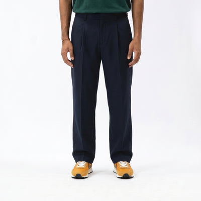 Pleated Tapered Pants - Navy