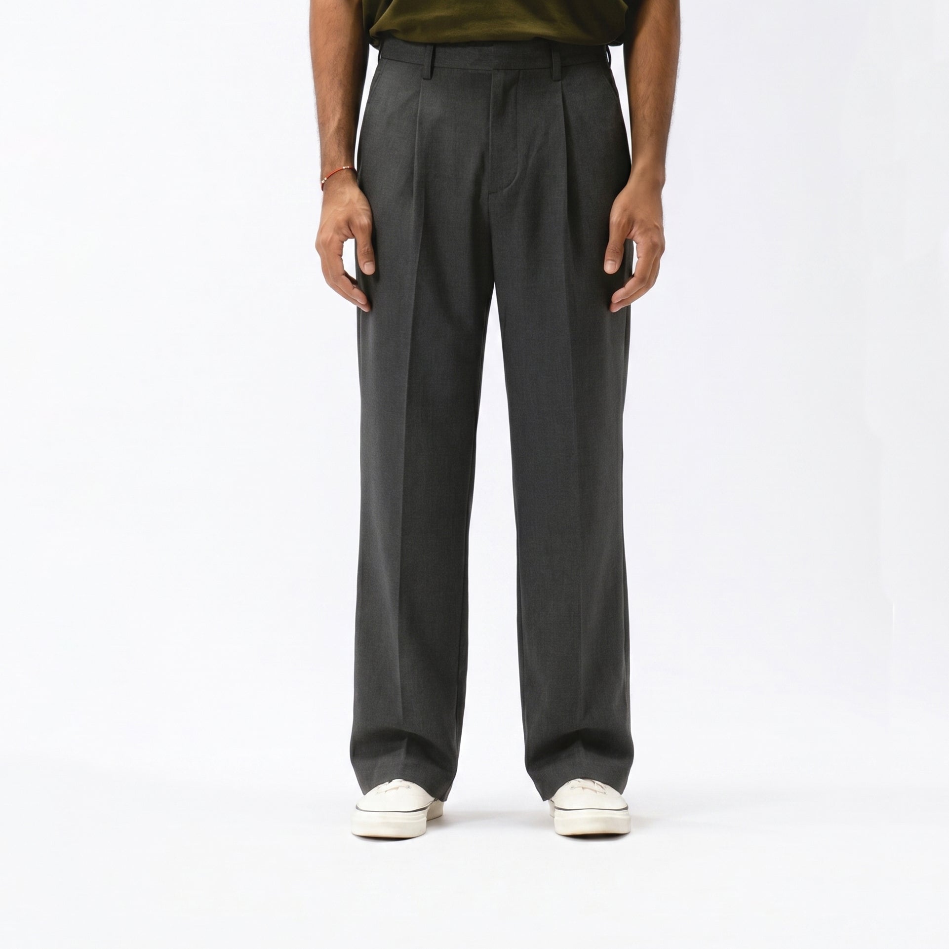 Pleated Tapered Pants - Dark Grey