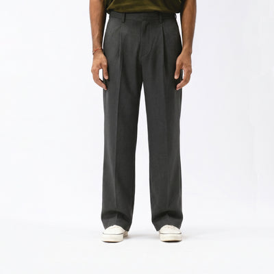 Pleated Tapered Pants - Dark Grey