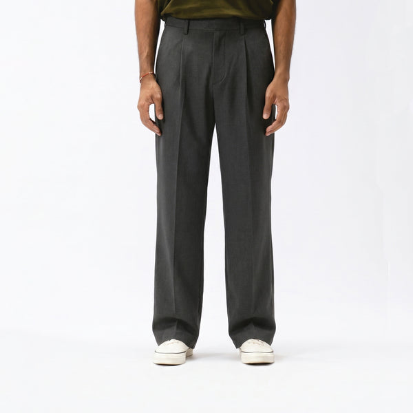 Pleated Tapered Pants - Dark Grey