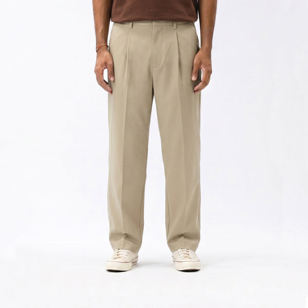 Pleated Tapered Pants - Khaki