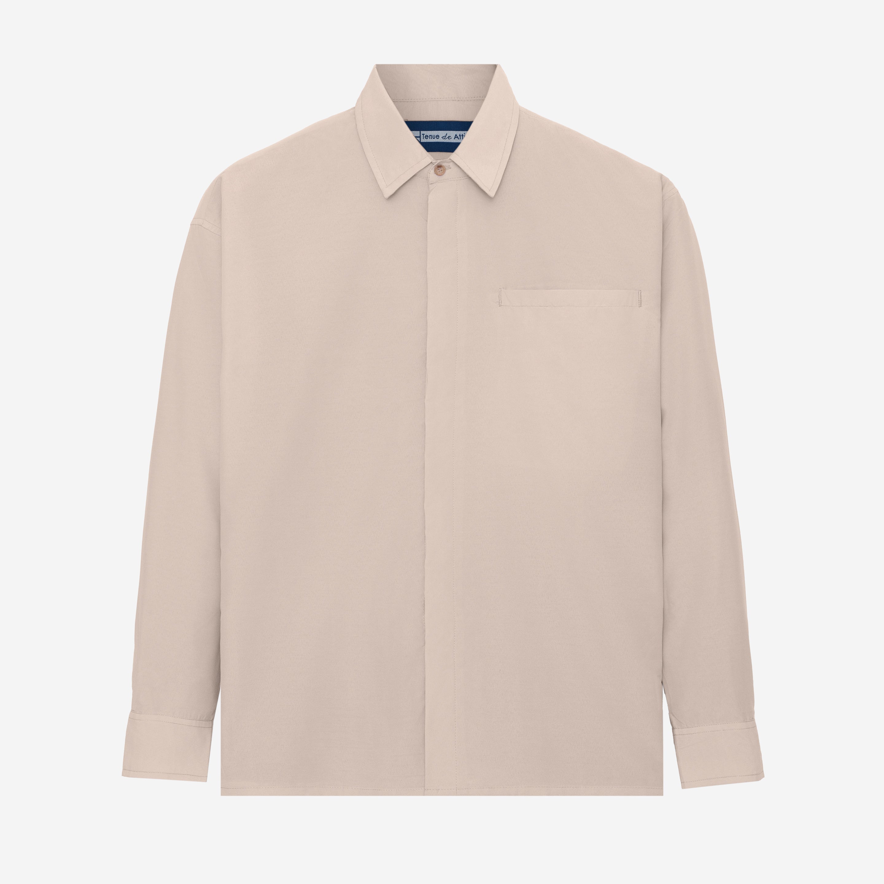 Escargot Long Sleeve Shirt Hidden Button - Soft Khaki