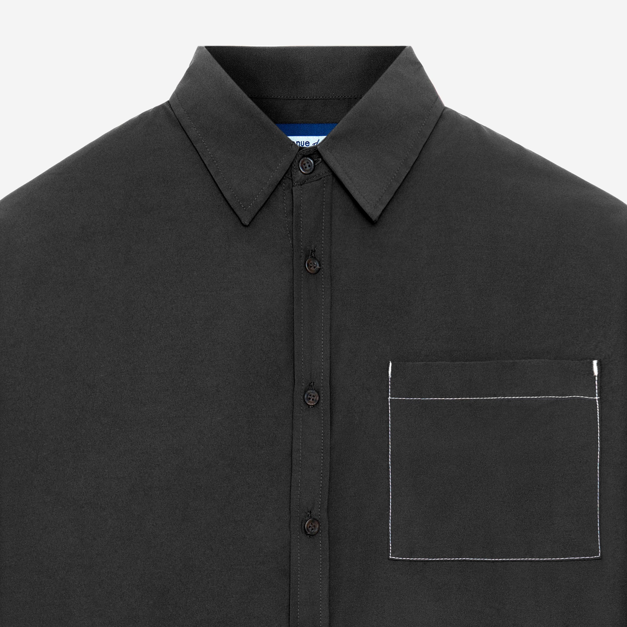 Escargot Long Sleeve Shirt White Stitch - Black