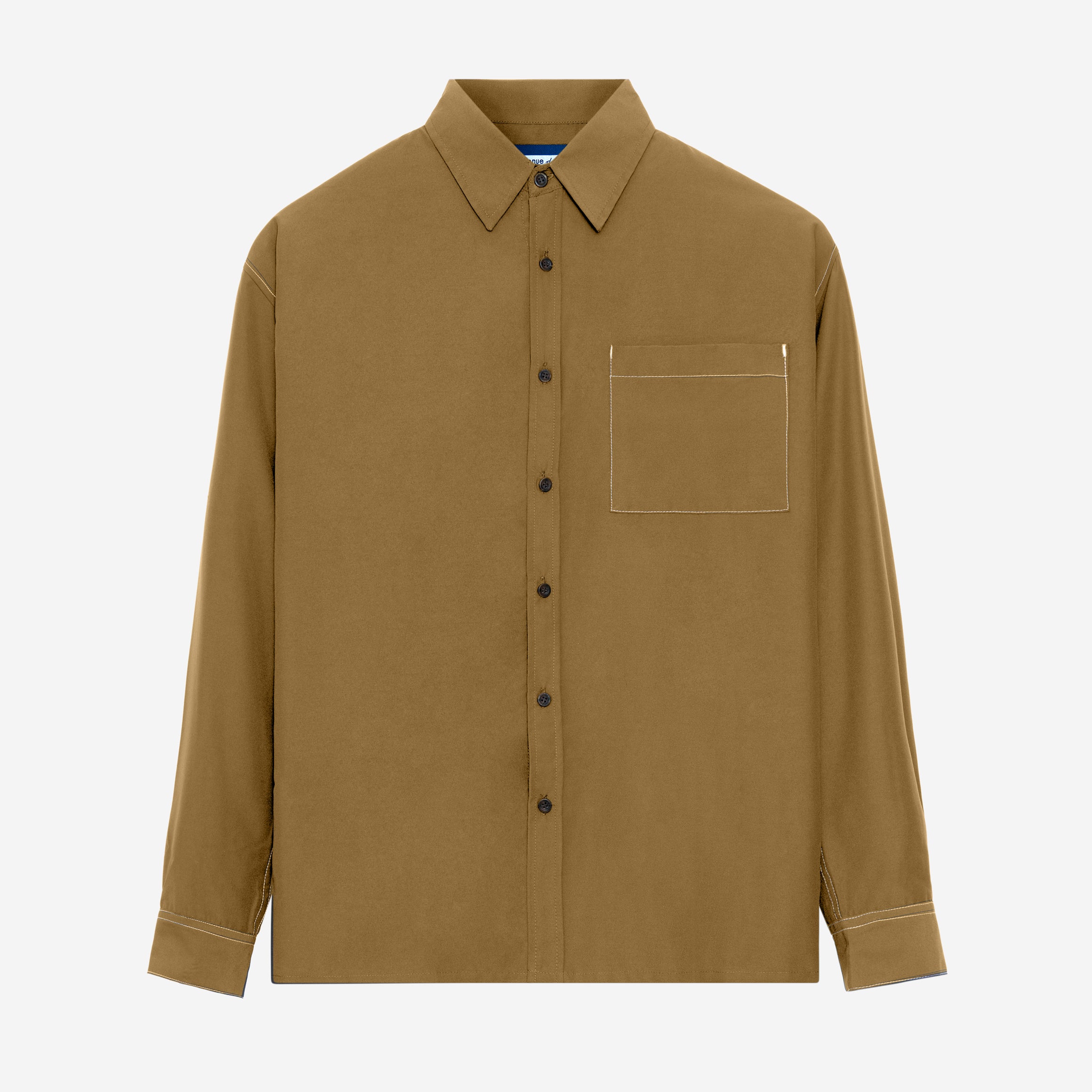 Escargot Long Sleeve Shirt White Stitch - Khaki