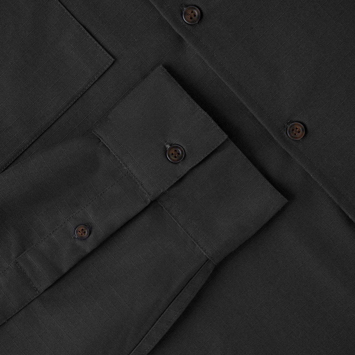 FACTORY SALE - Breakfast Club Long Sleeve Camp Collar Shirt - Black Ripstop