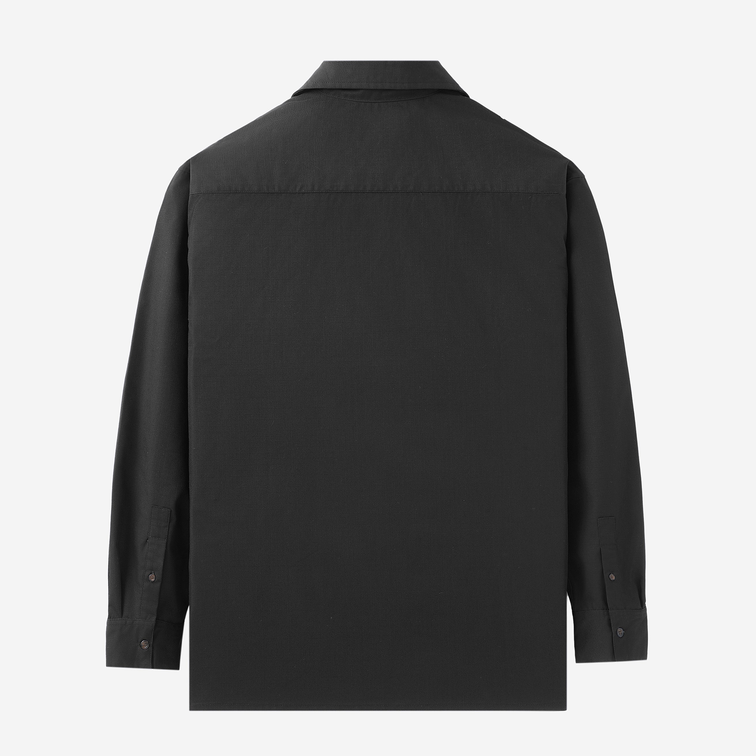 FACTORY SALE - Breakfast Club Long Sleeve Camp Collar Shirt - Black Ripstop