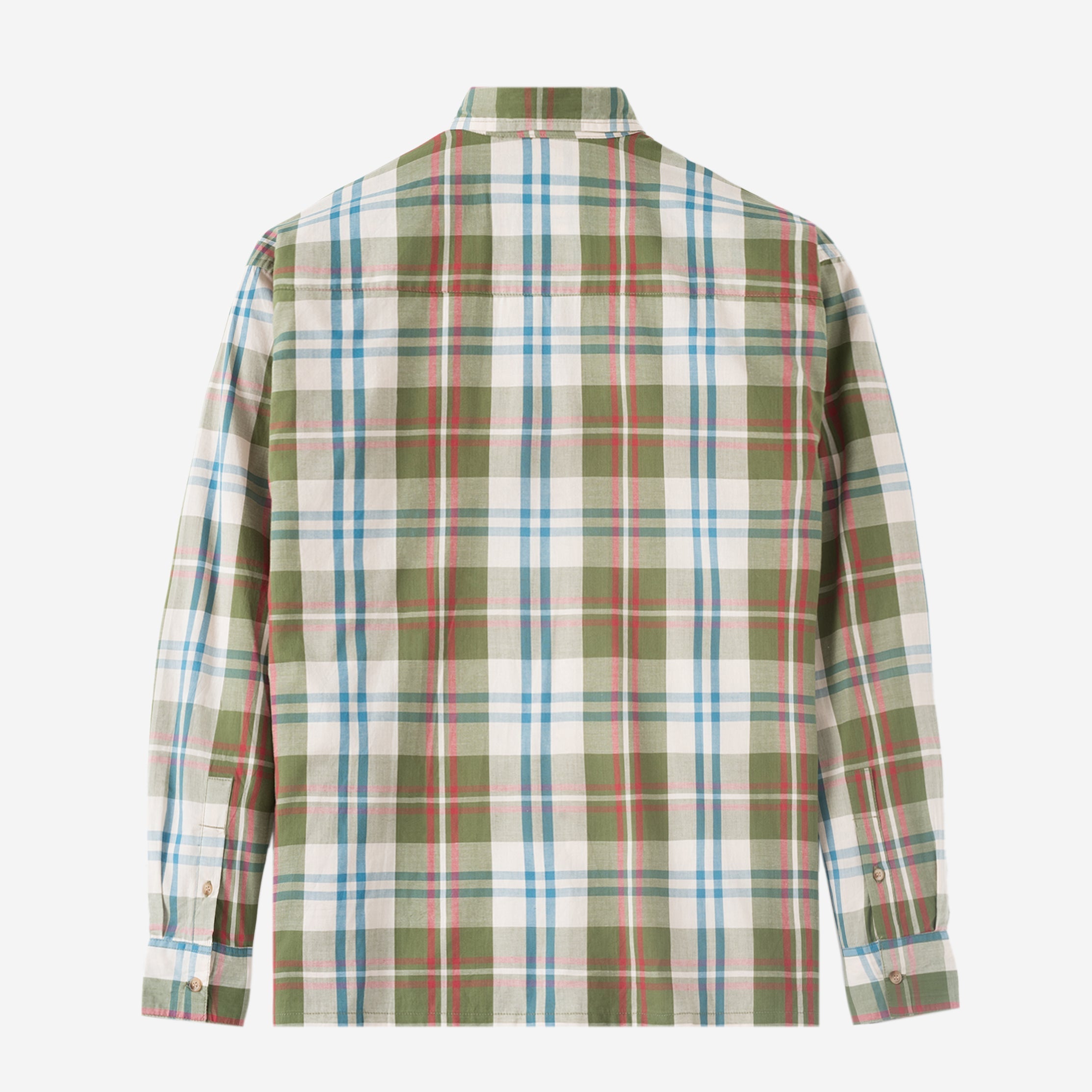 FACTORY SALE - Office Hours Long Sleeve Shirt - Olive Blue Plaid