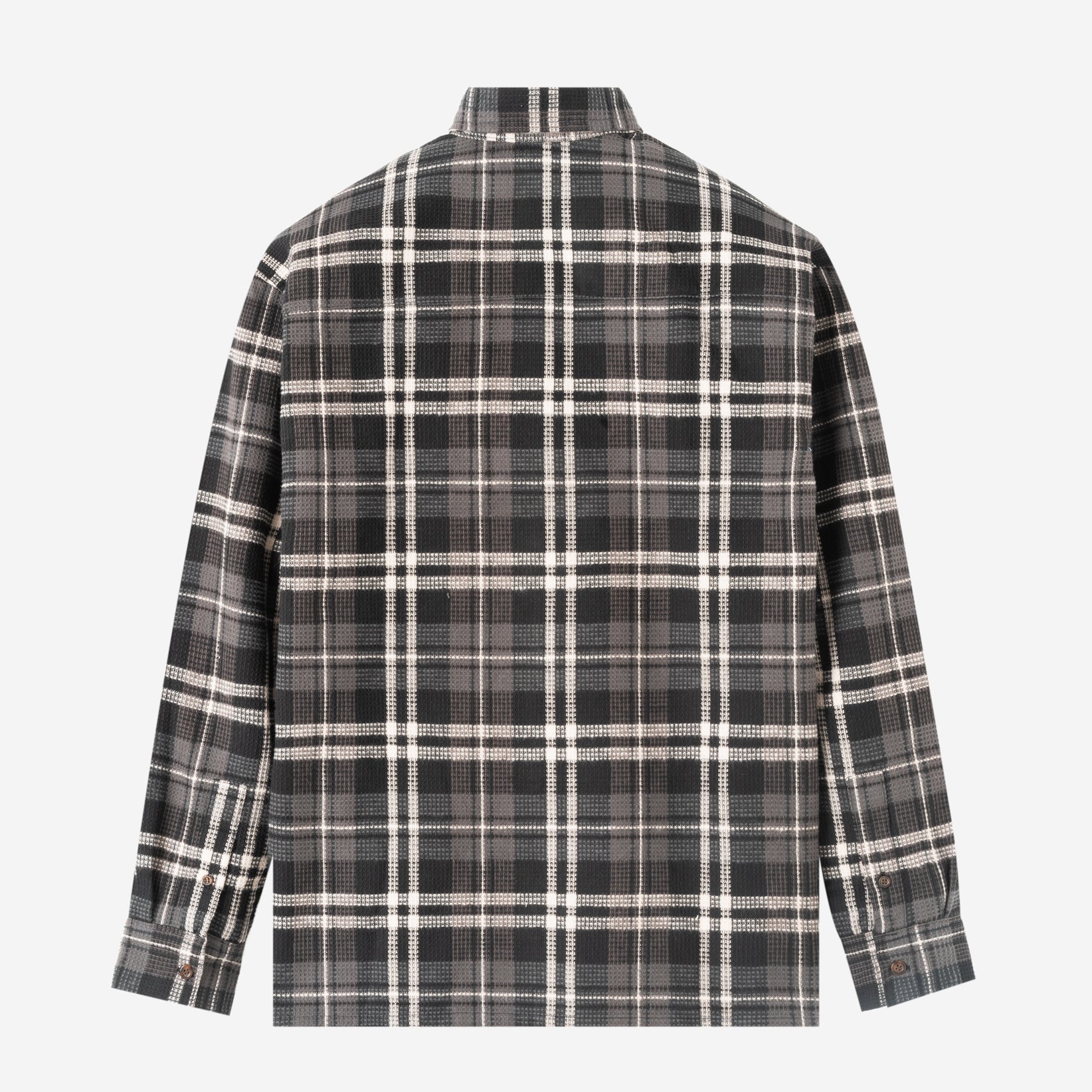 FACTORY SALE - Day Trip Long Sleeve Shirt - Grey Black Plaid
