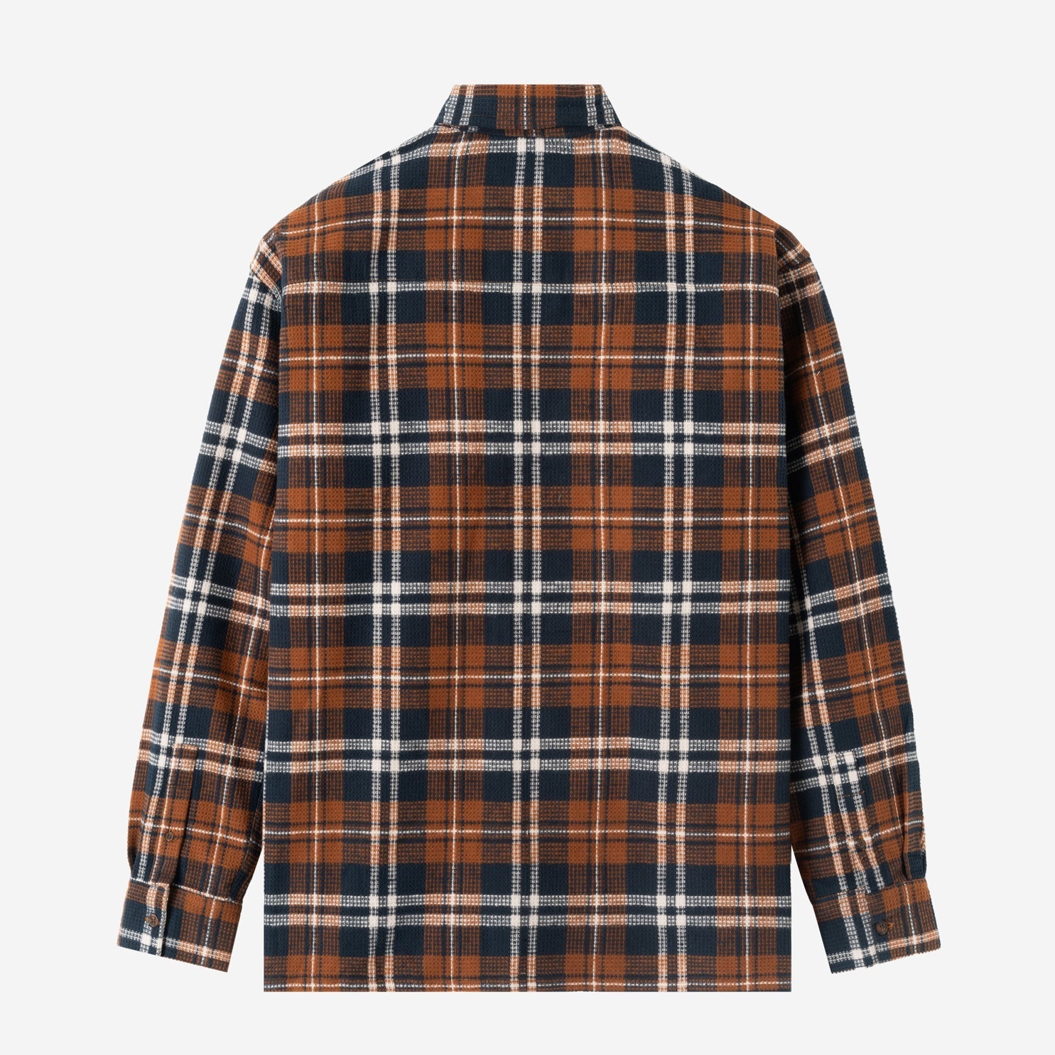 FACTORY SALE - Day Trip Long Sleeve Shirt - Navy Brown Plaid