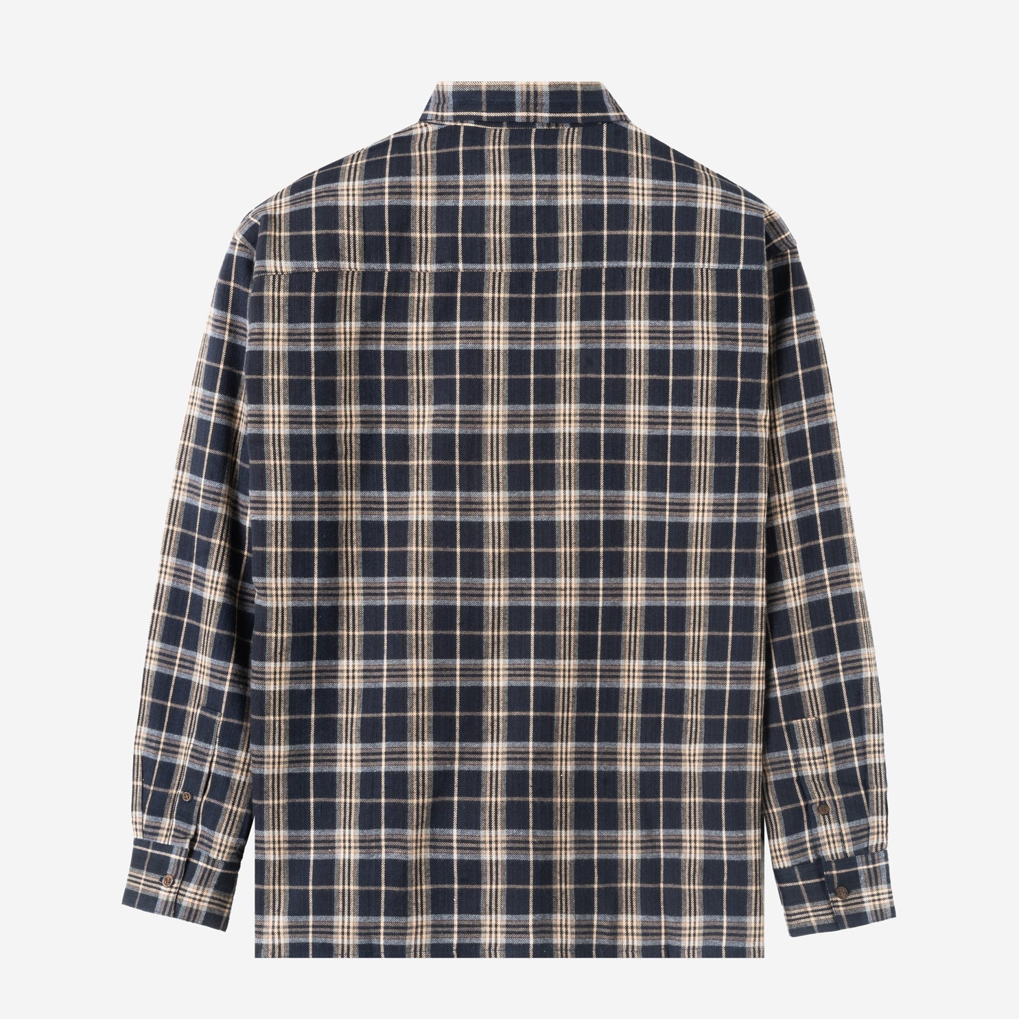 FACTORY SALE - Day Trip Long Sleeve Shirt - Brown Navy Plaid