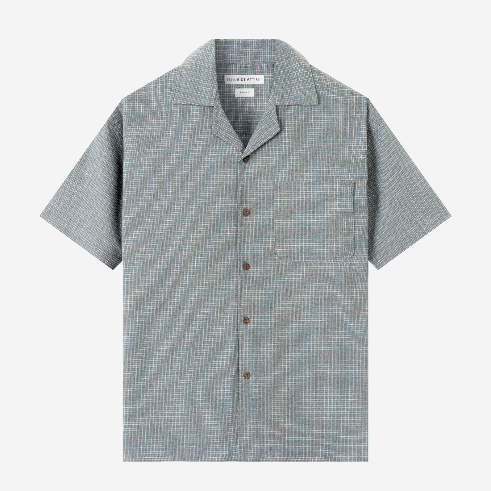 FACTORY SALE - Day Trip Camp Collar Short Sleeve Shirt - Blue Grey Square