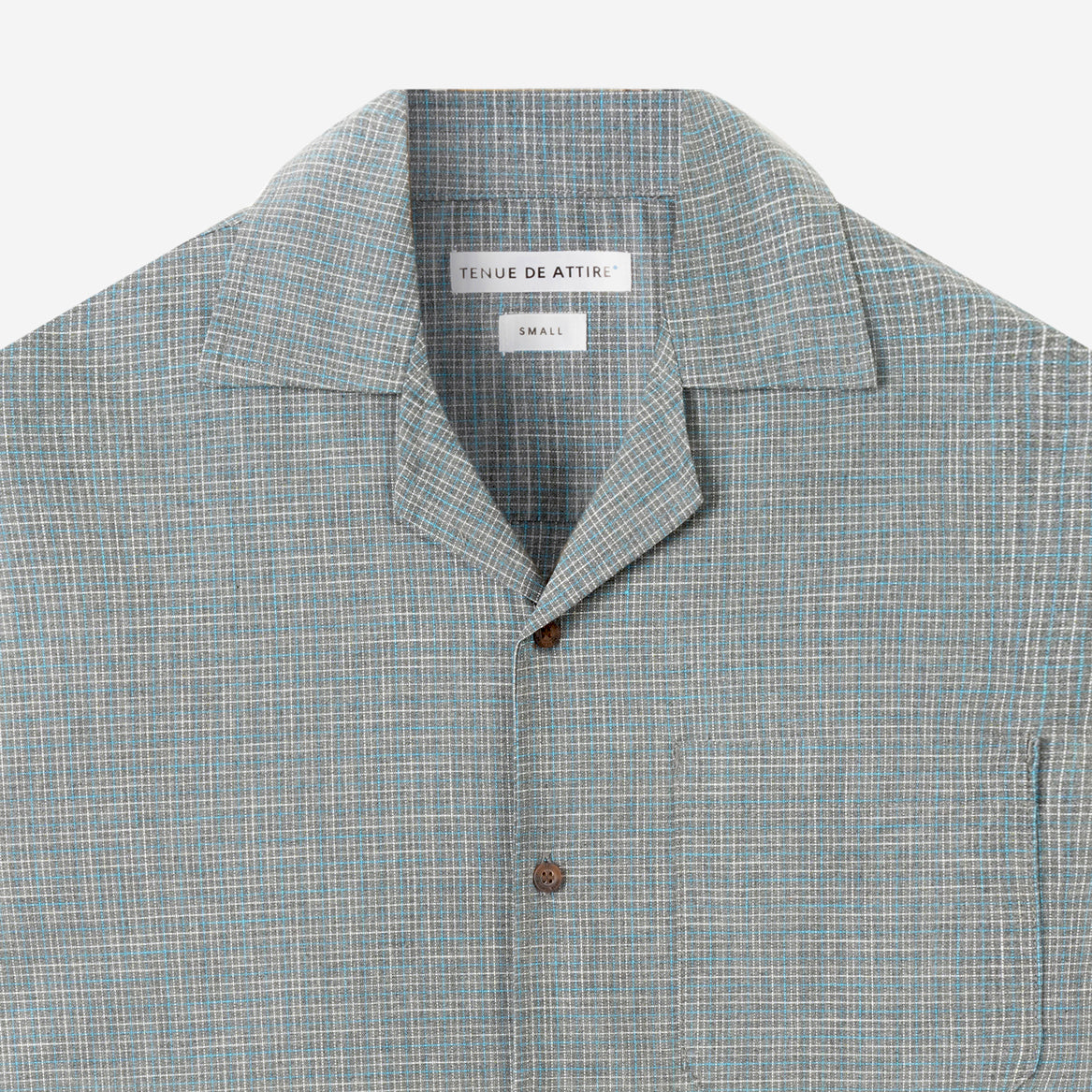 FACTORY SALE - Day Trip Camp Collar Short Sleeve Shirt - Blue Grey Square