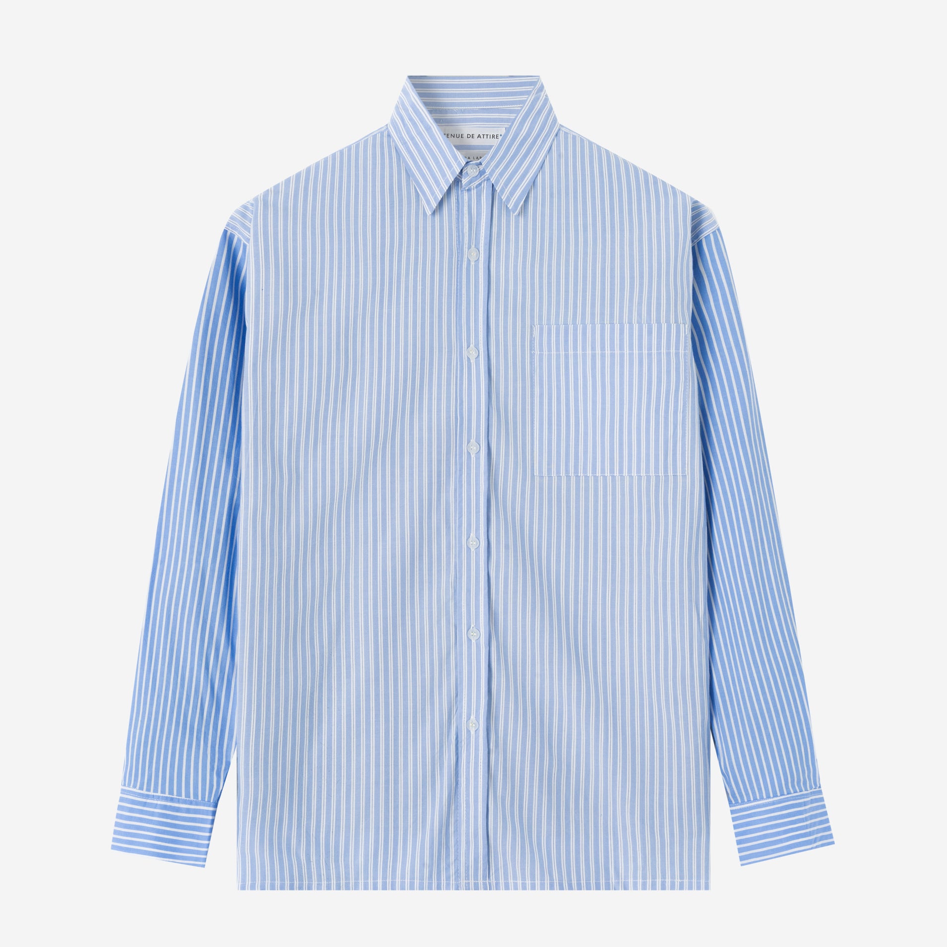 FACTORY SALE - City Long Sleeve Striped Shirt - Patched Blue