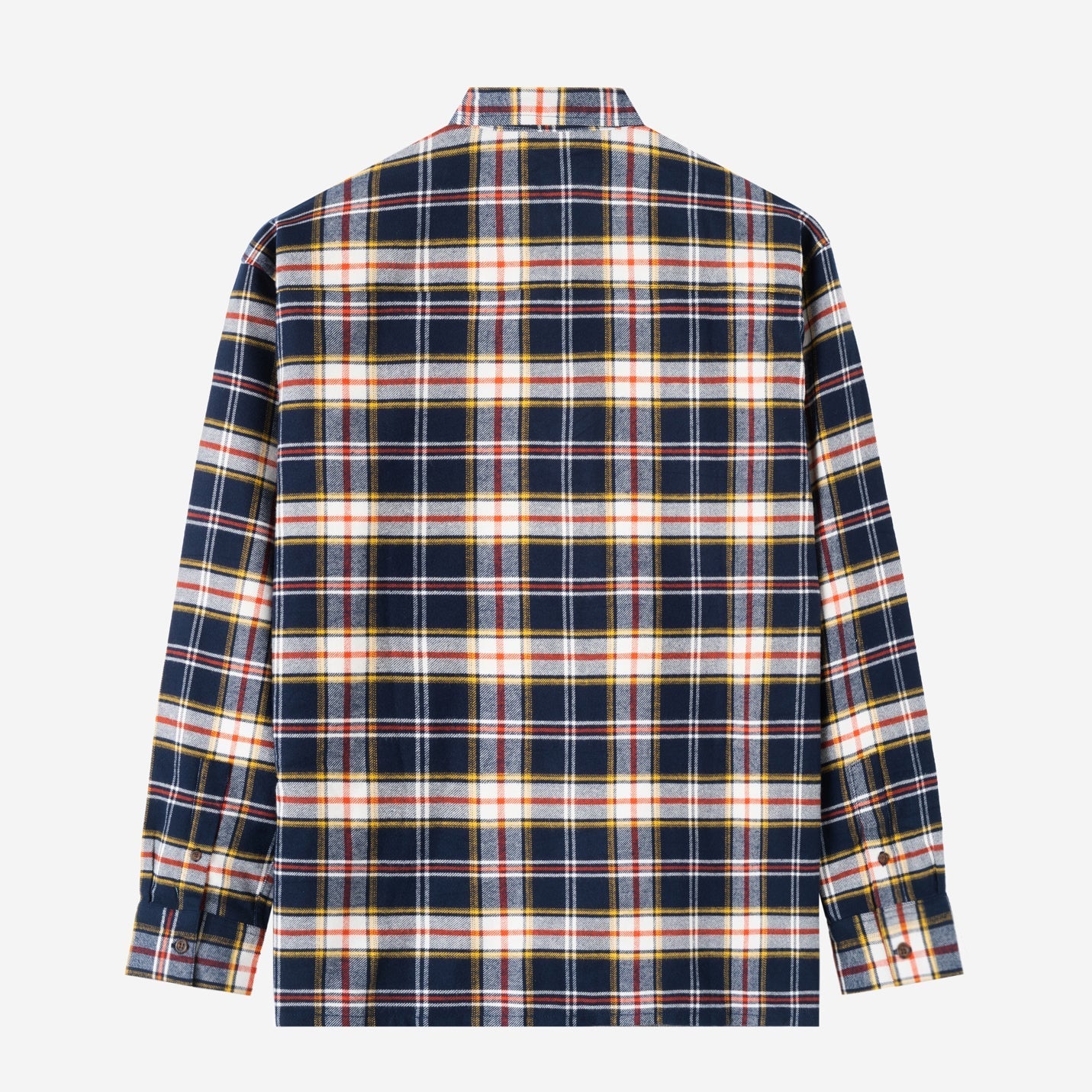 FACTORY SALE - College Days Long Sleeve Plaid Shirt - Navy Yellow