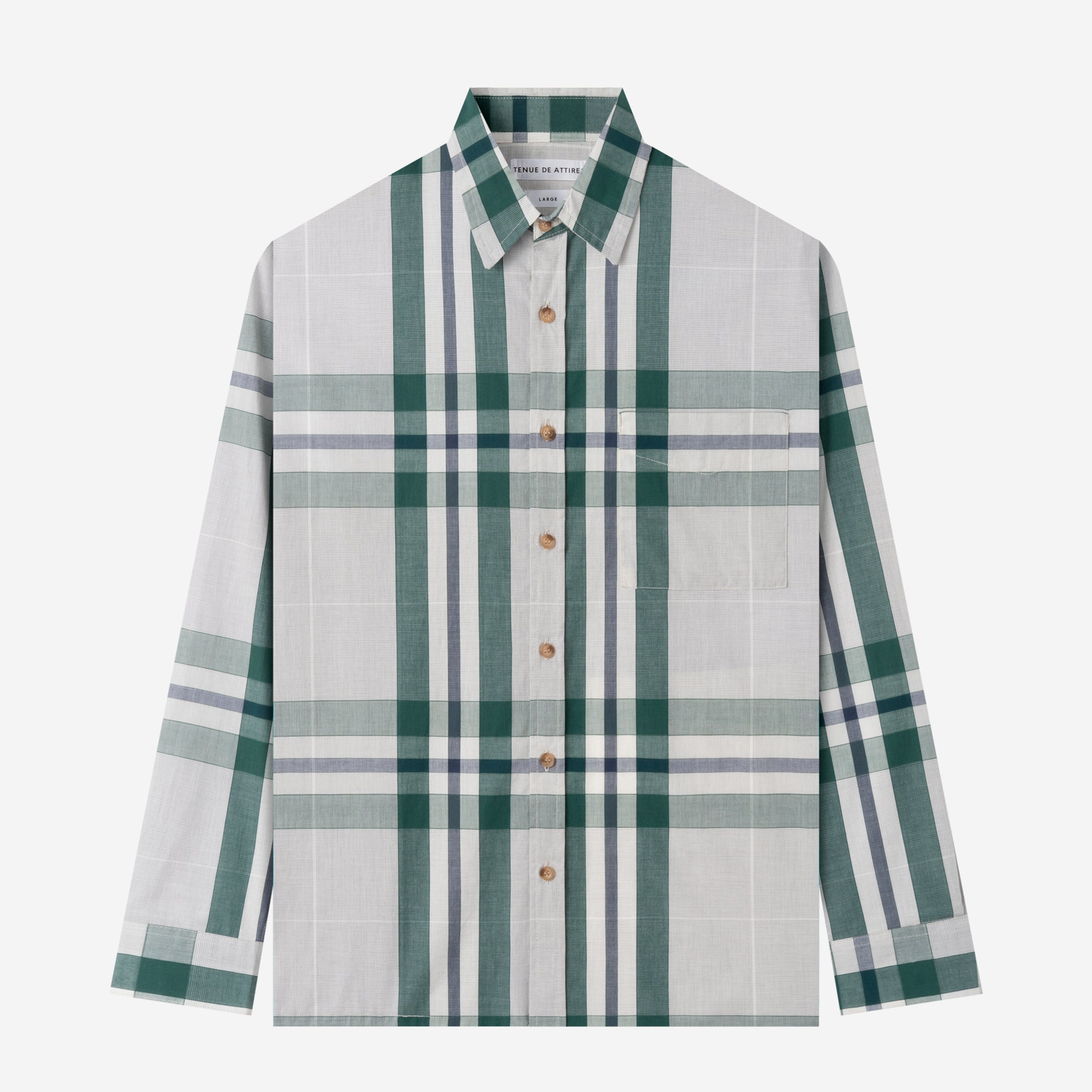 Social Creatures Long Sleeve Plaid Shirt - Off-White Green