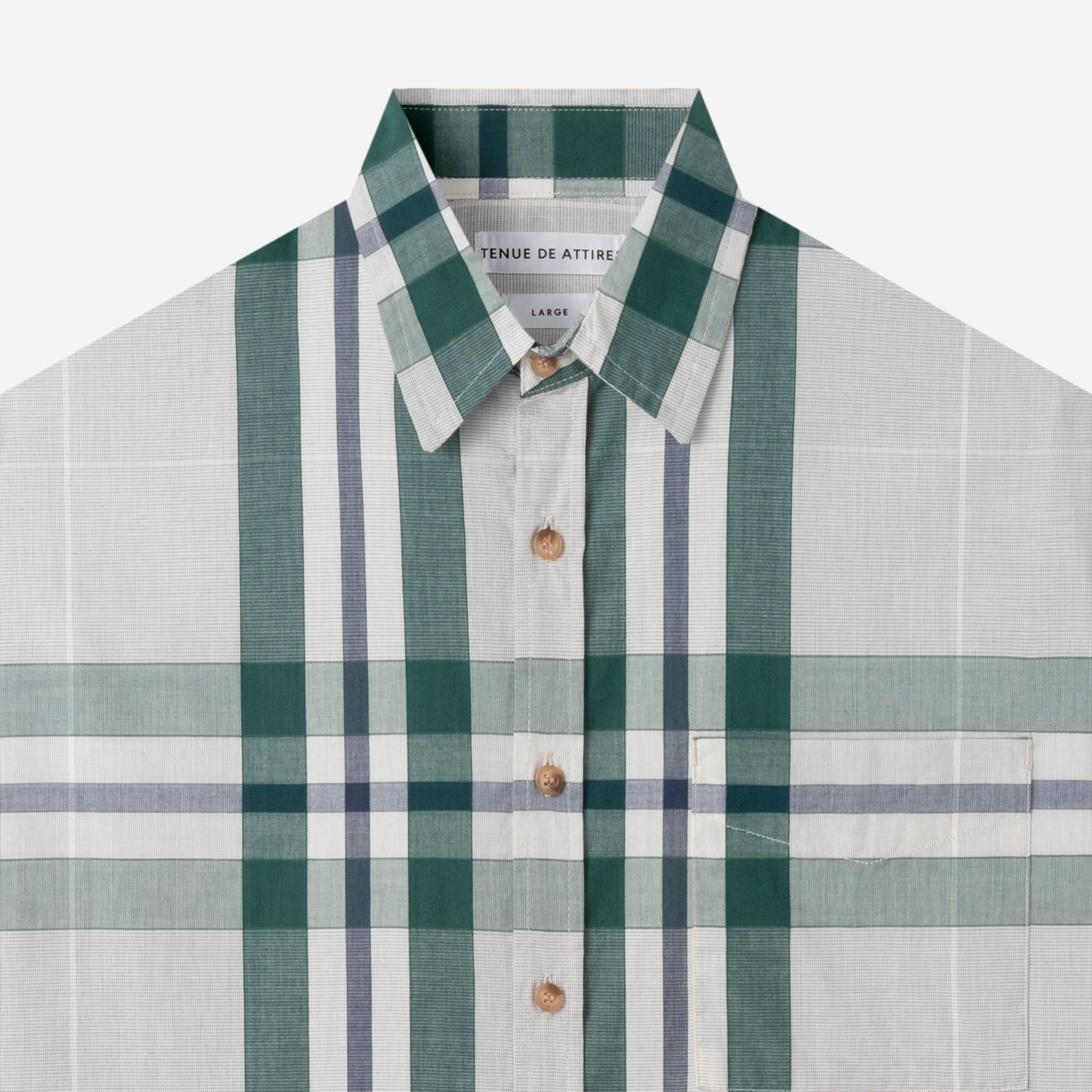 Social Creatures Long Sleeve Plaid Shirt - Off-White Green