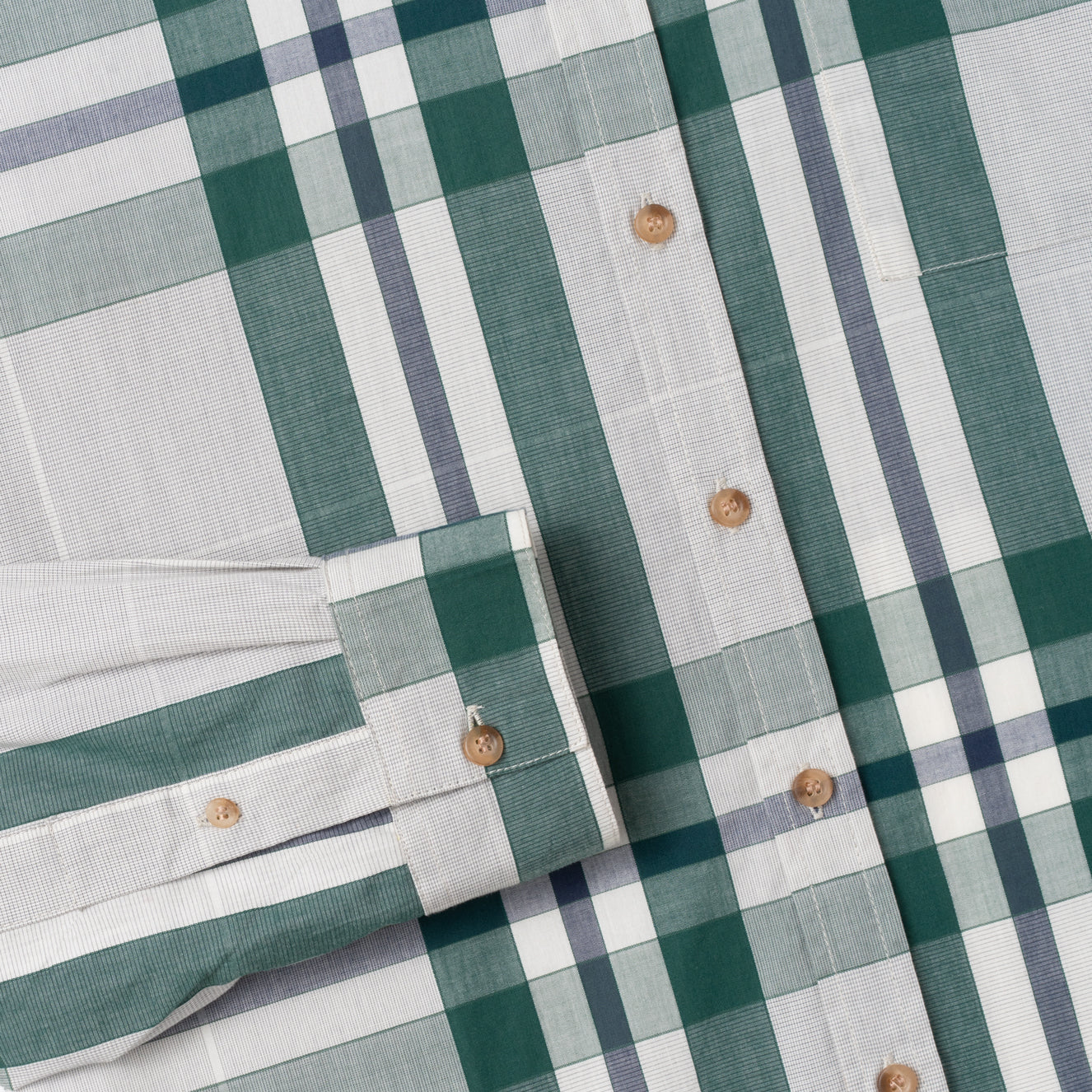 Social Creatures Long Sleeve Plaid Shirt - Off-White Green