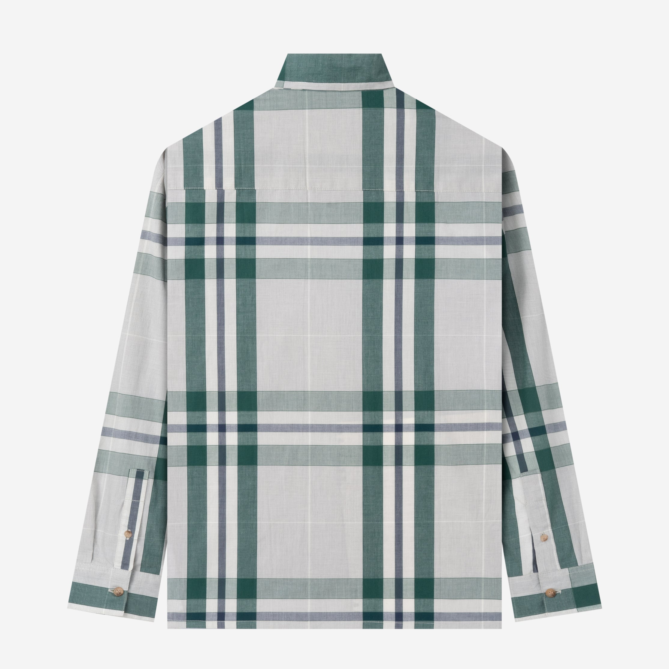 Social Creatures Long Sleeve Plaid Shirt - Off-White Green