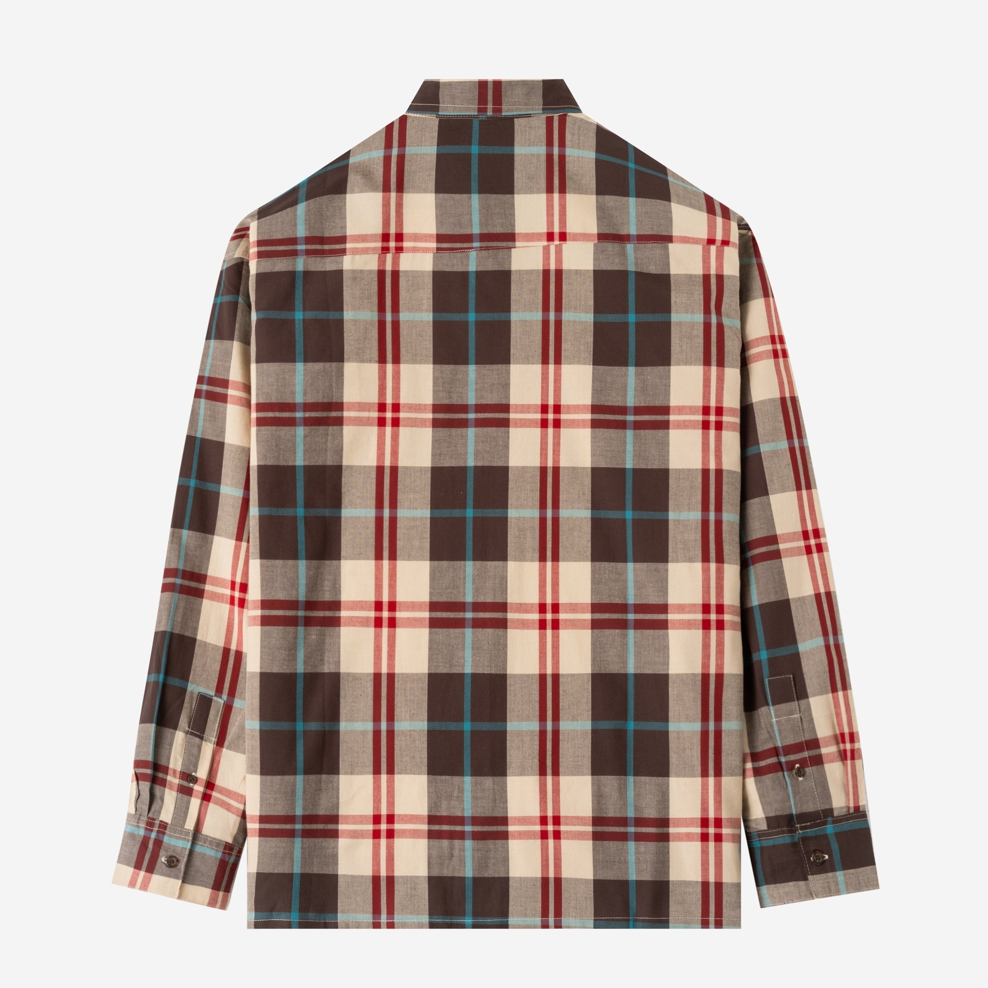 FACTORY SALE - Social Creatures Long Sleeve Plaid Shirt - Brown Cream