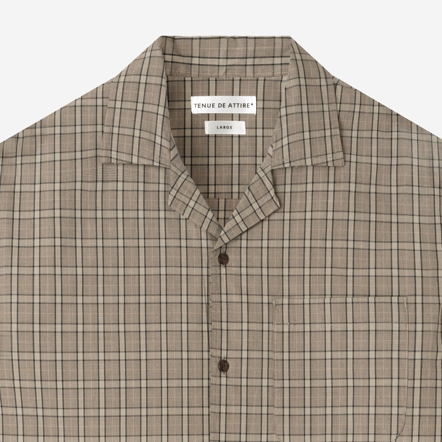 Social Creatures Short Sleeve Camp Collar Plaid Shirt - Grey Beige