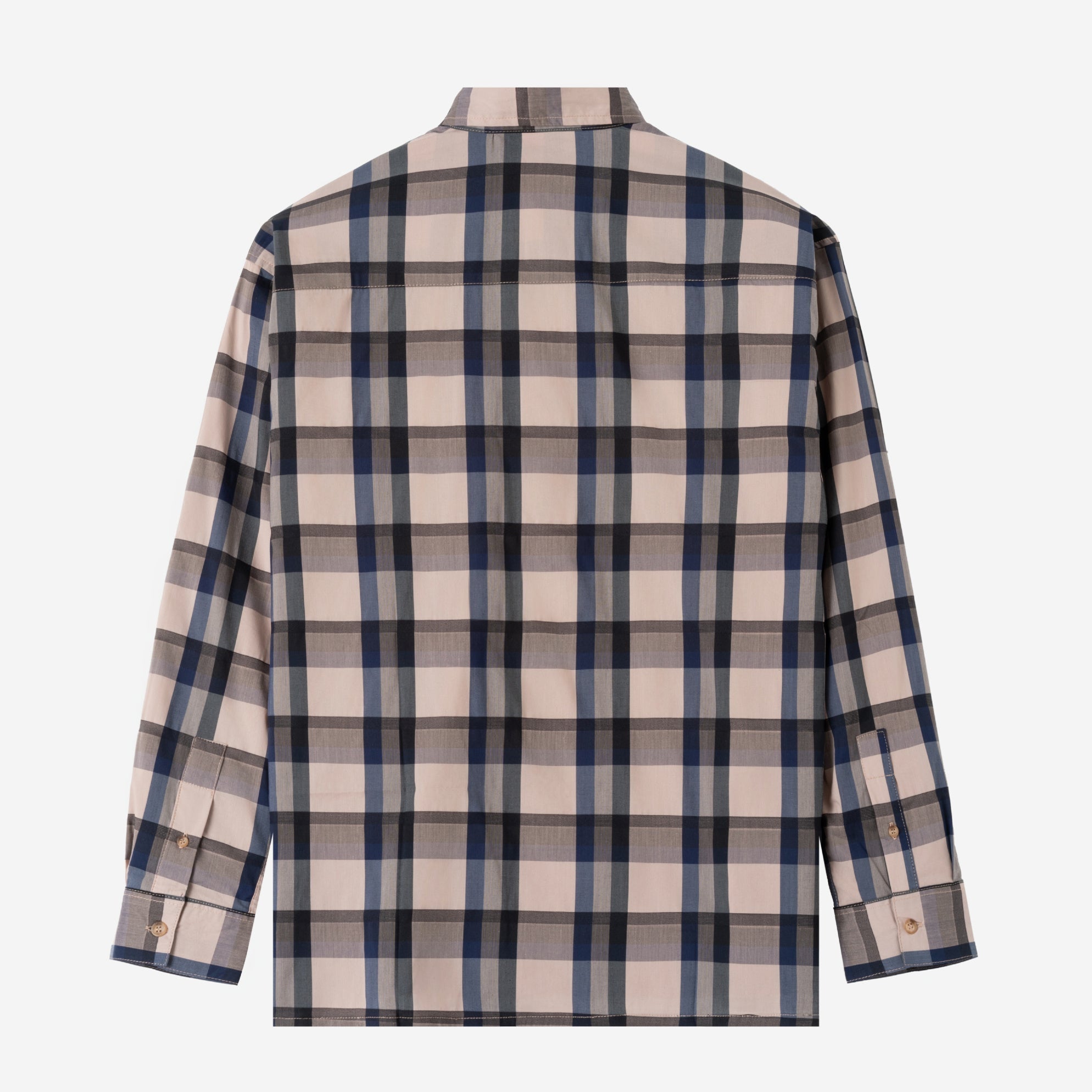 FACTORY SALE - Social Creatures Long Sleeve Plaid Shirt - Navy Cream