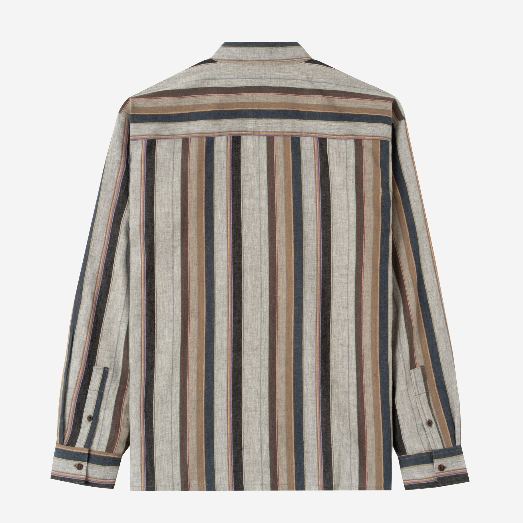 FACTORY SALE - Sunny Vacation Long Sleeve Striped Shirt - Navy Brown