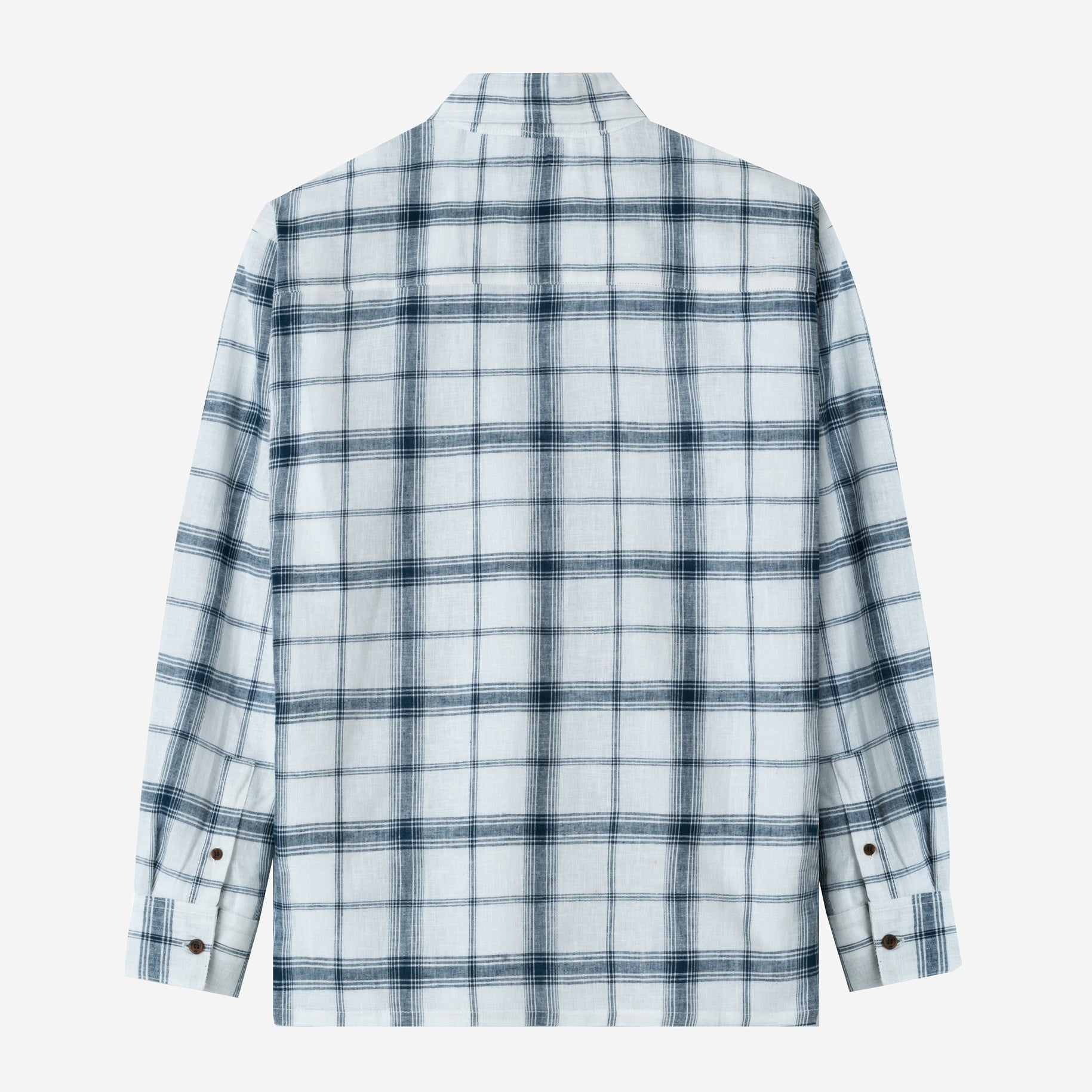 FACTORY SALE - Sunny Vacation Long Sleeve Plaid Shirt - Navy White