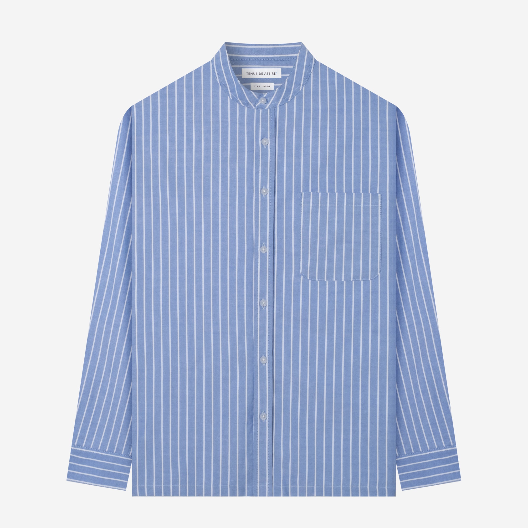 By The Hours Band Collar Long Sleeve Shirt Oxford Classic Blue