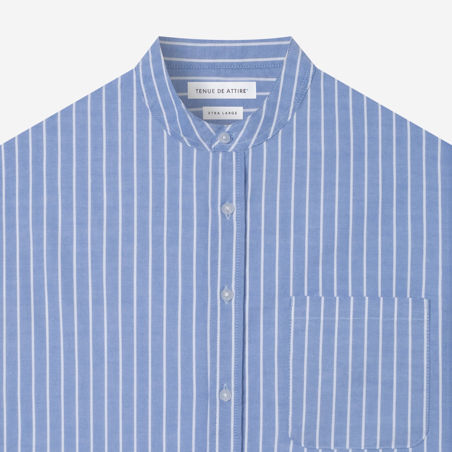 By The Hours Band Collar Long Sleeve Shirt Oxford Classic Blue