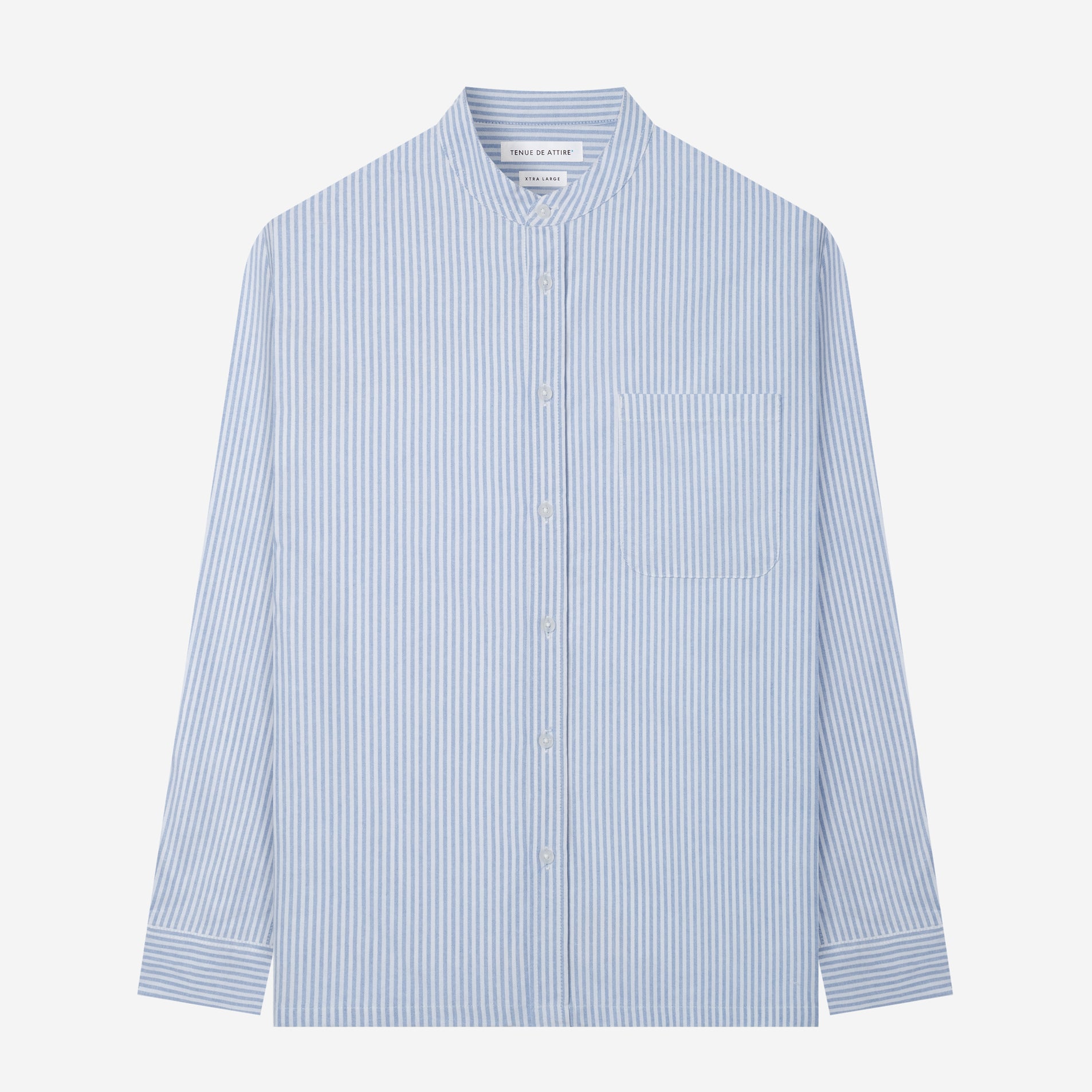 By The Hours Band Collar Long Sleeve Shirt Oxford Powder Blue