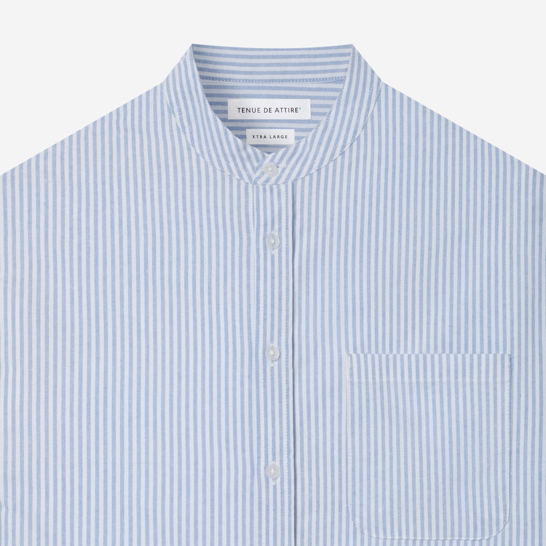 By The Hours Band Collar Long Sleeve Shirt Oxford Powder Blue