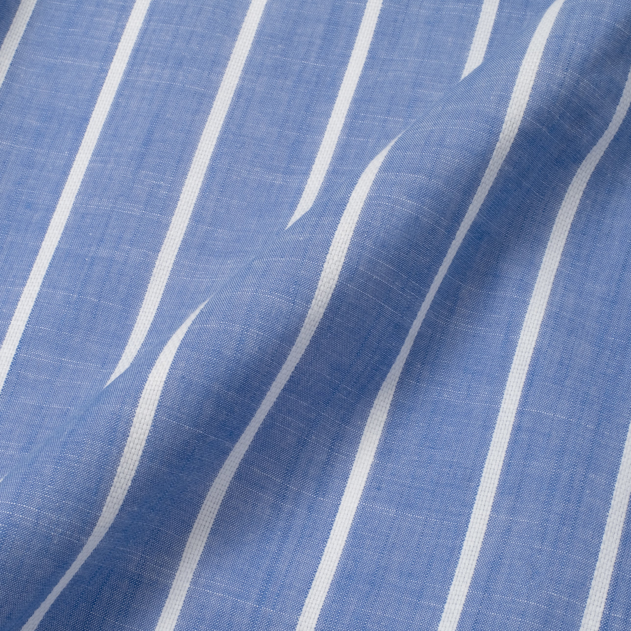 By The Hours Band Collar Long Sleeve Shirt Stripes Pale Blue