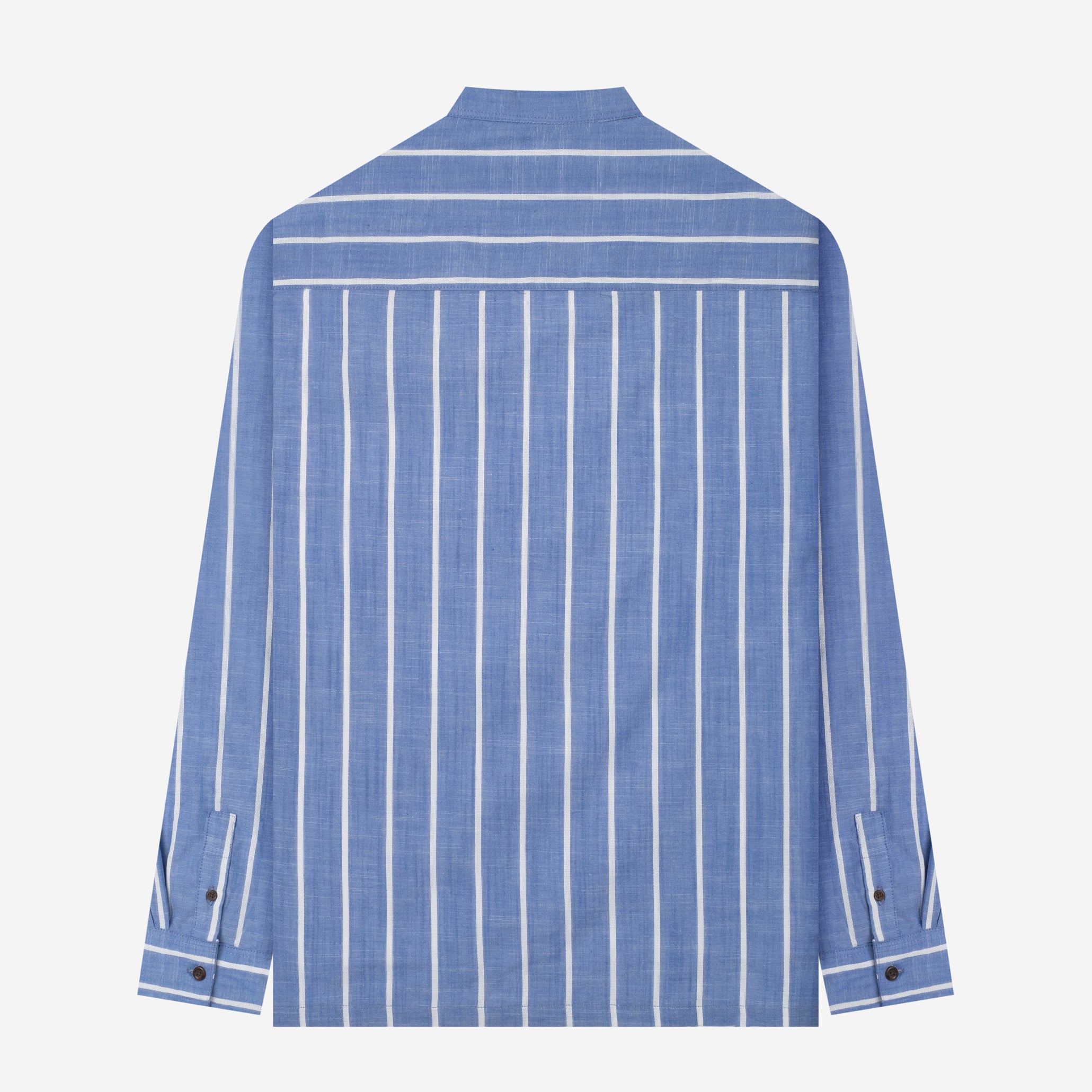 By The Hours Band Collar Long Sleeve Shirt Stripes Pale Blue