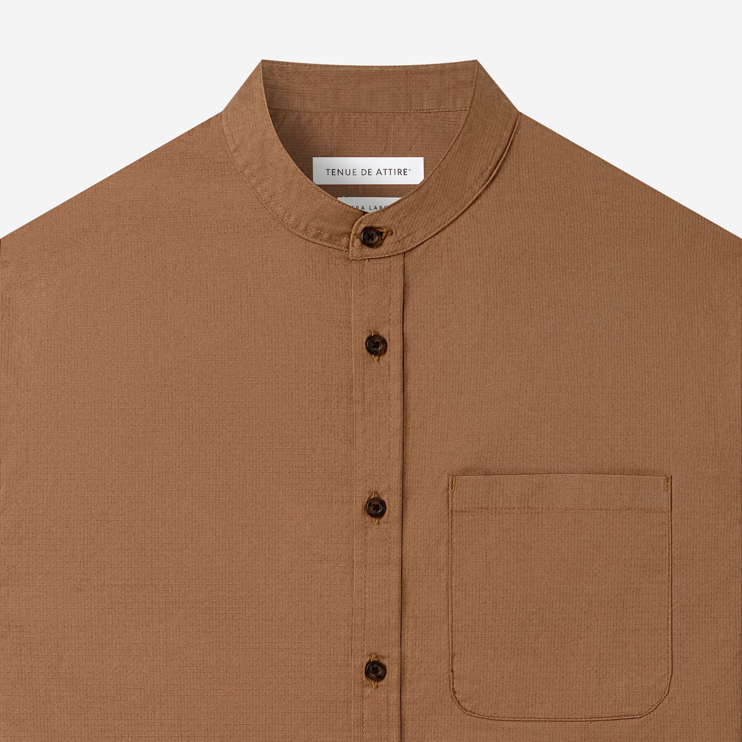 By The Hours Band Collar Long Sleeve Shirt Ripstop Earth Brown
