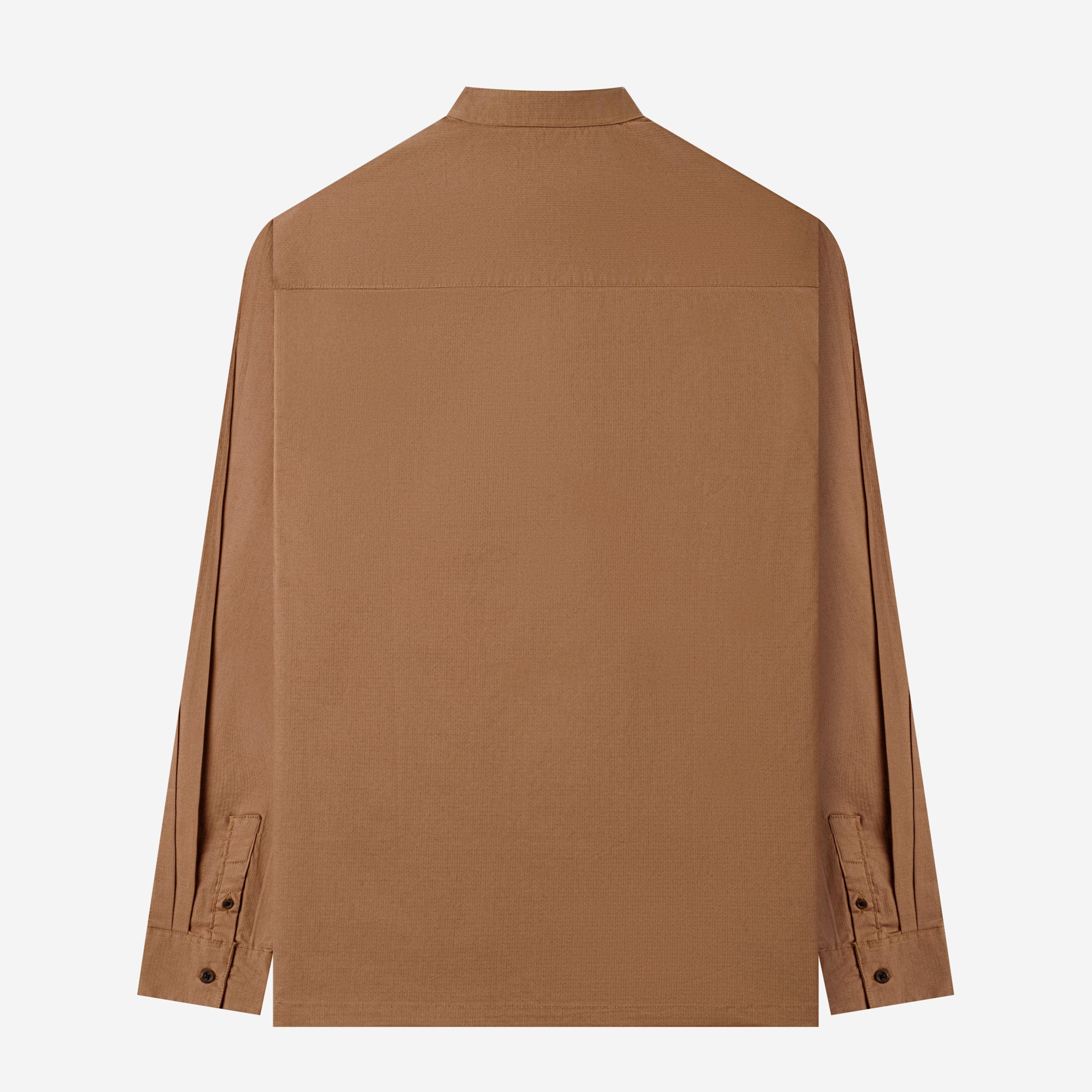 By The Hours Band Collar Long Sleeve Shirt Ripstop Earth Brown