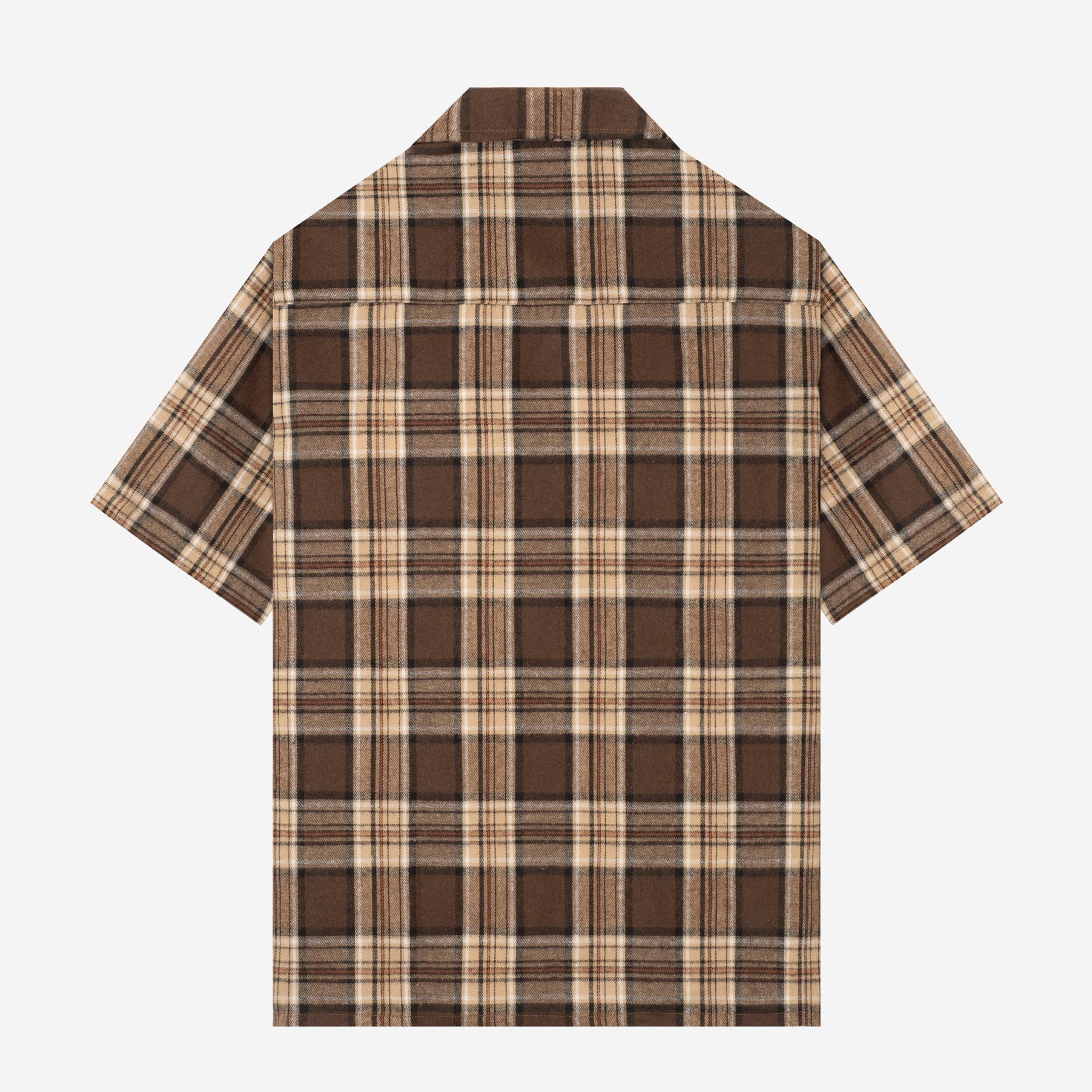 College Camp Collar Short Sleeve Shirt - Brown Khaki