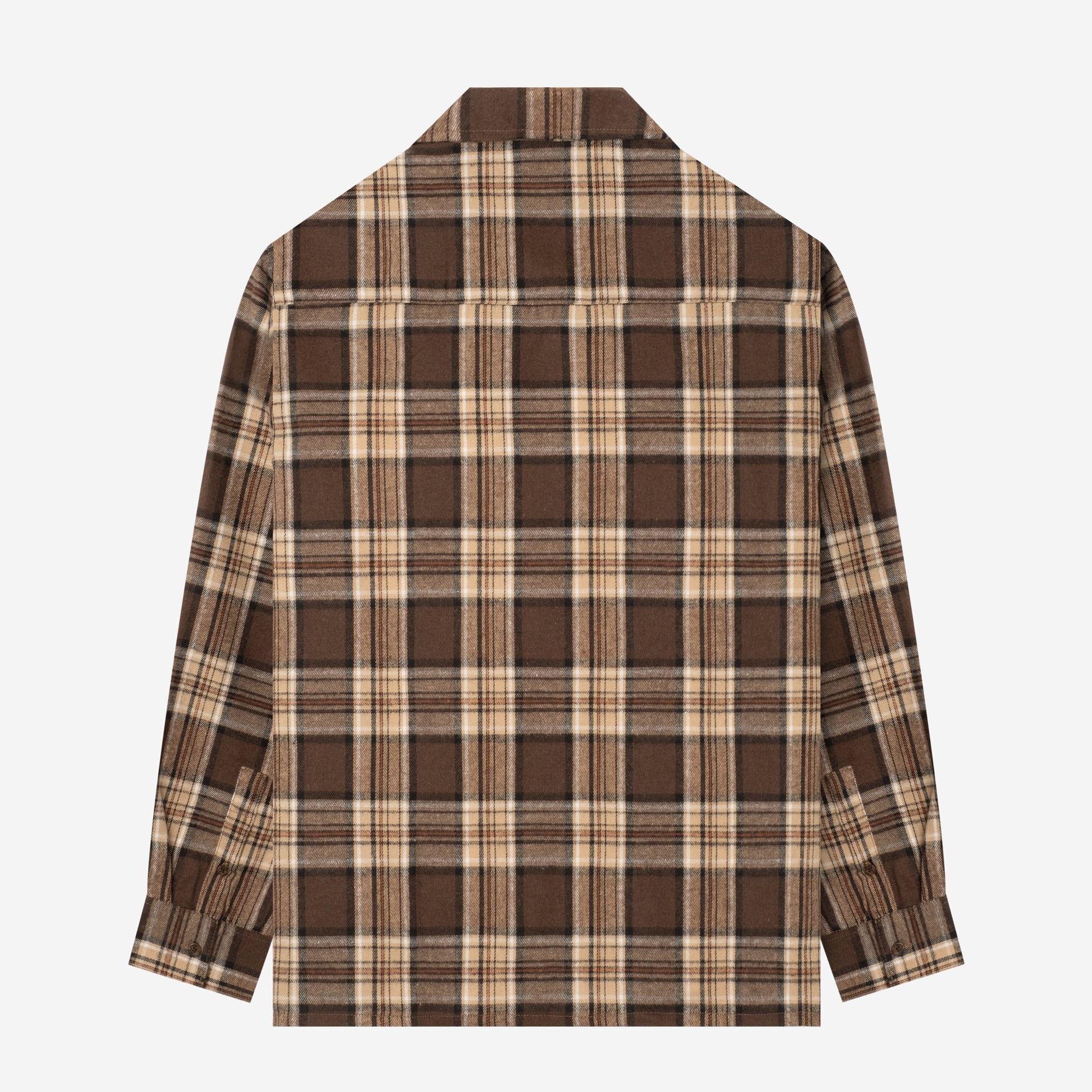 FACTORY SALE - College Camp Collar Long Sleeve Shirt - Brown Khaki