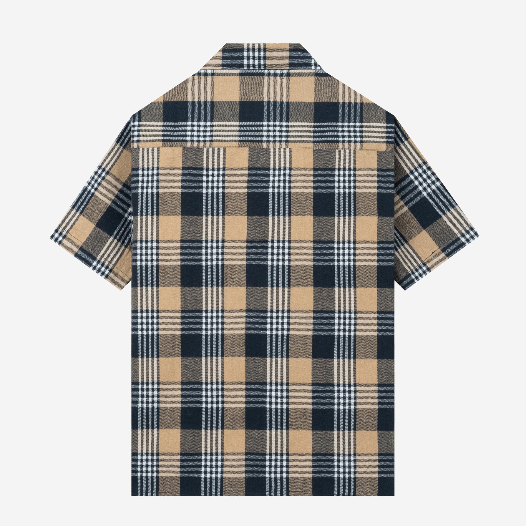 FACTORY SALE - College Camp Collar Short Sleeve Shirt - Navy Khaki