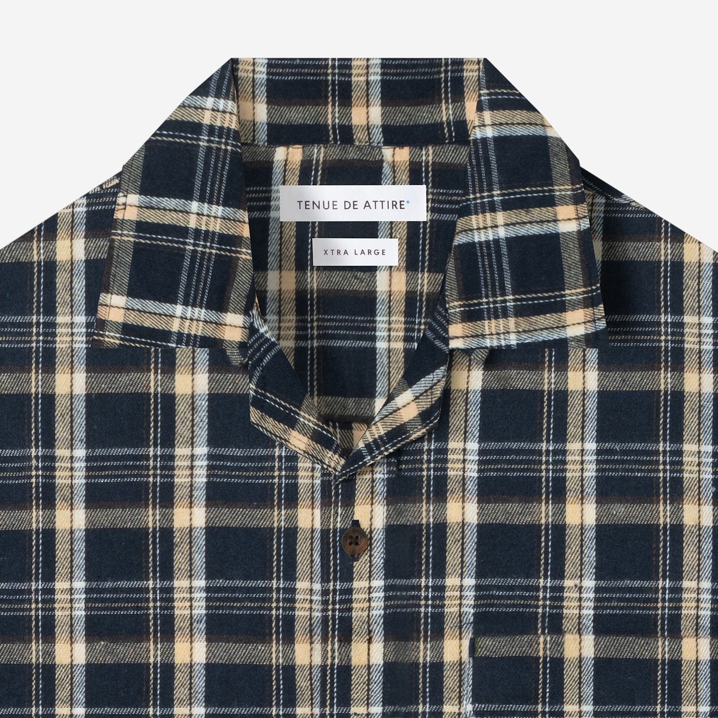 FACTORY SALE - College Camp Collar Short Sleeve Shirt - Navy Cream