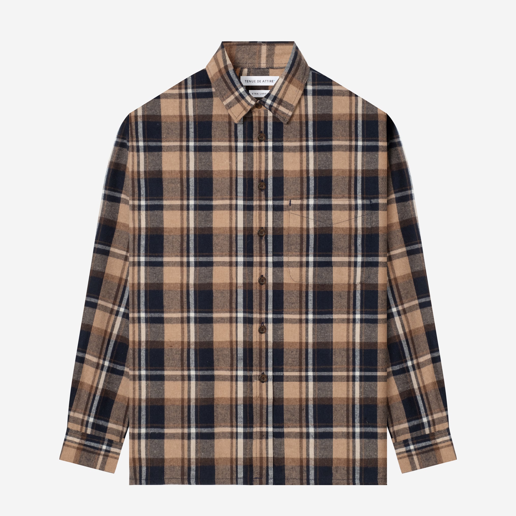 College Long Sleeve Shirt - Navy Brown