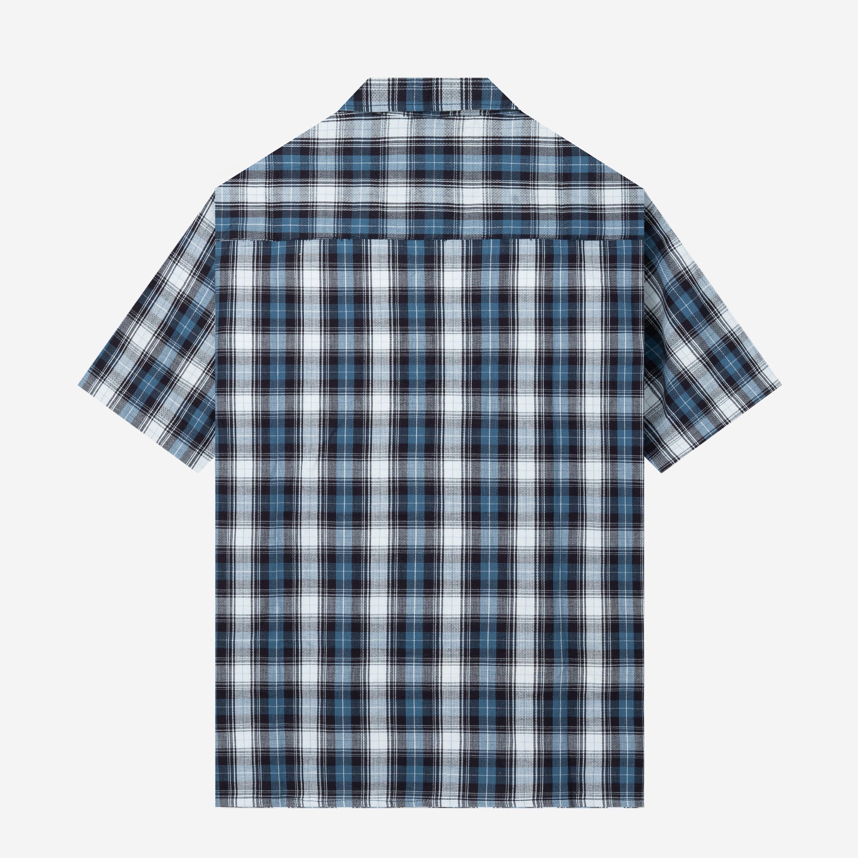 College Camp Collar Short Sleeve Shirt - Blue Navy