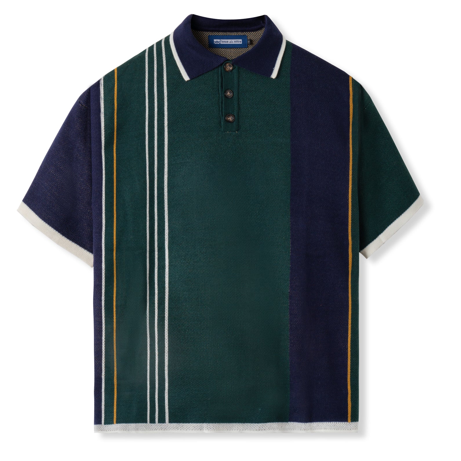 Kemeja Polo Knit Tenue de Attire - Cozy Knit Polo - Navy Green