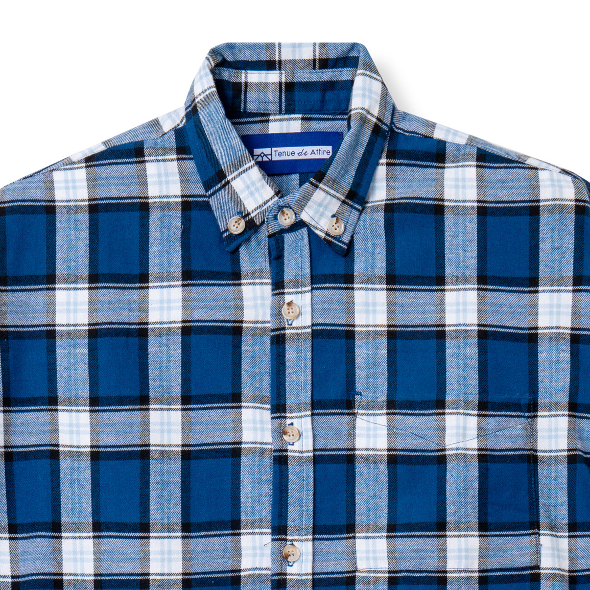 Flannel Long Sleeve Shirt - White Blue