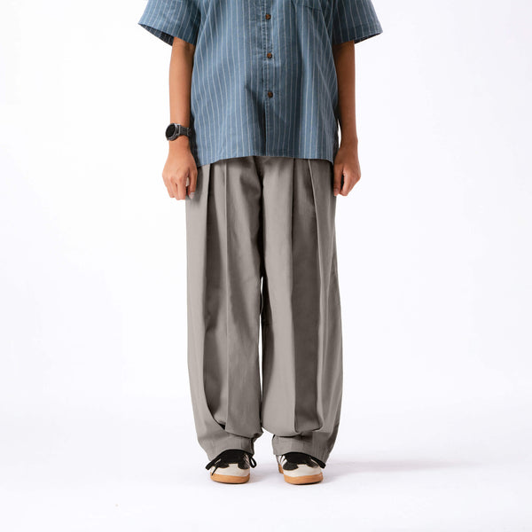 Women Parisian Pleats Pants - Light Grey