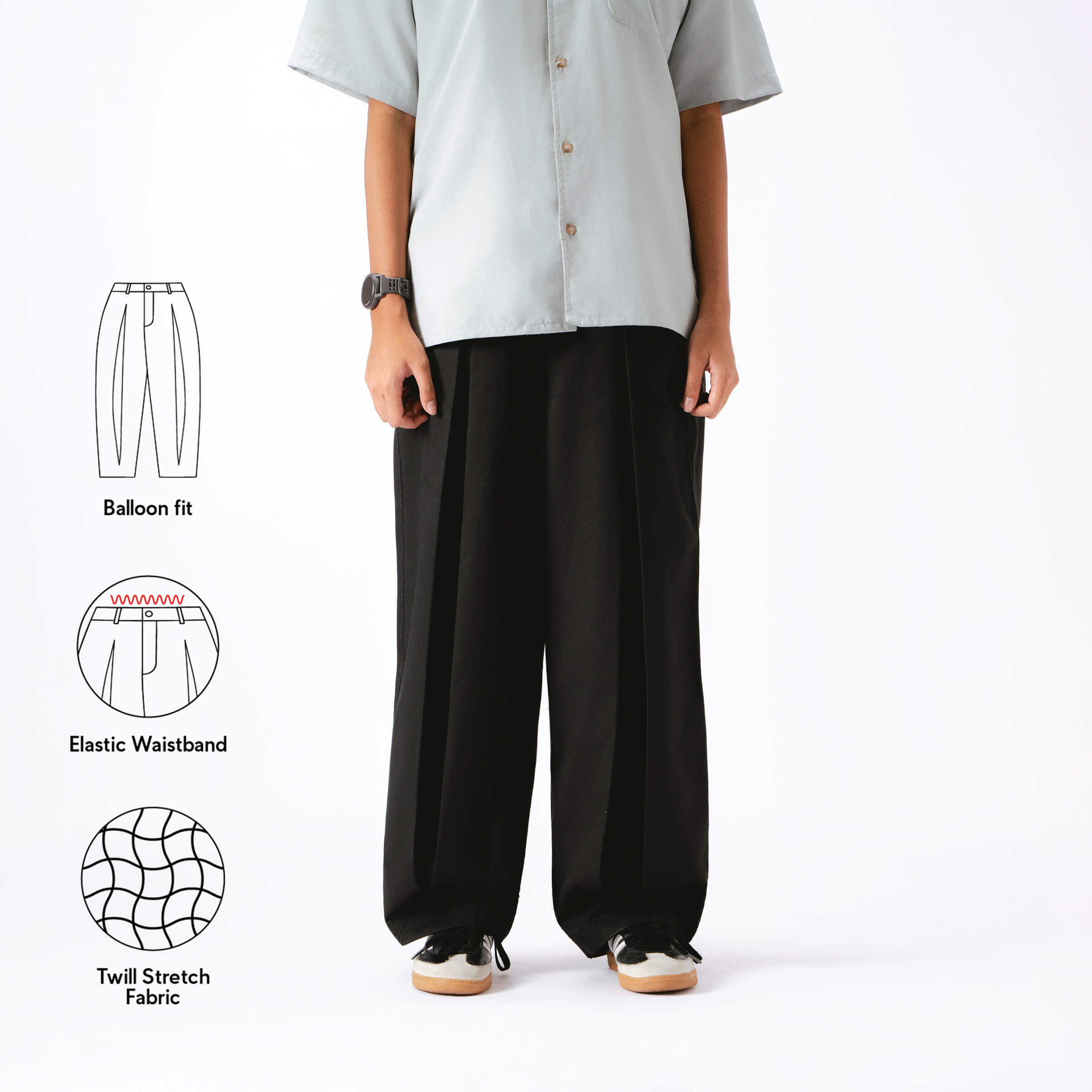 Women Parisian Pleats Pants - Black
