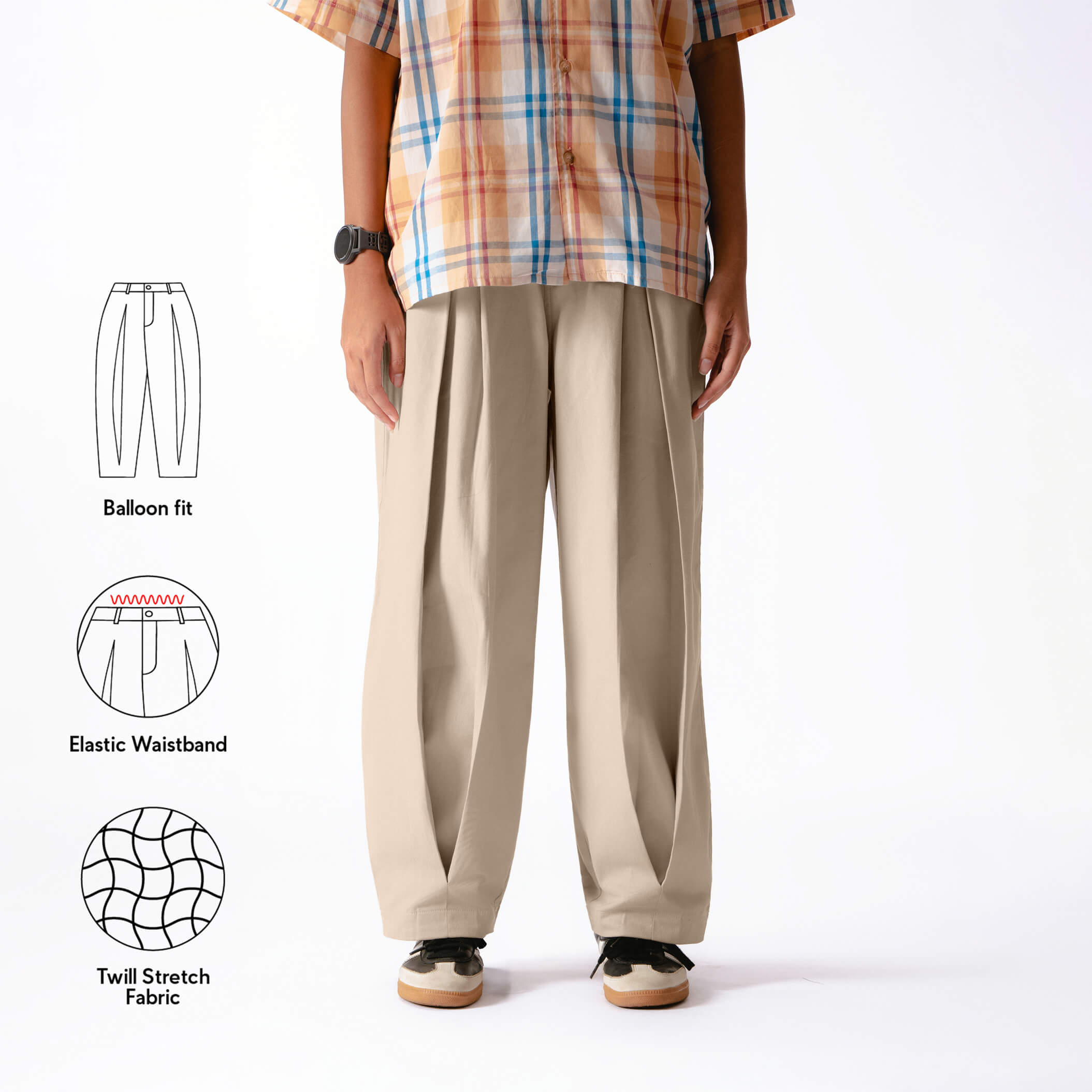 Women Parisian Pleats Pants - Beige