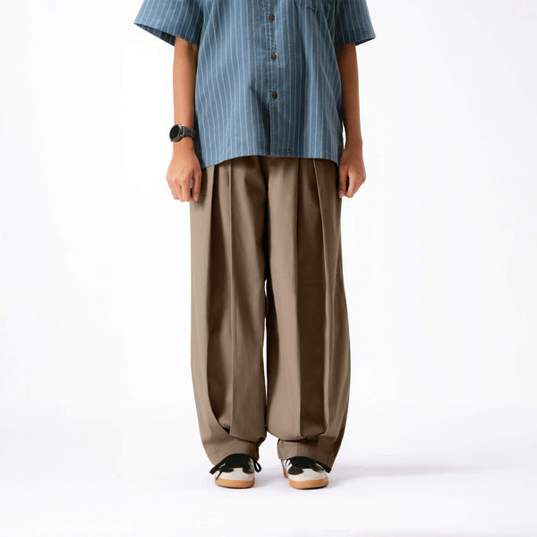 Women Parisian Pleats Pants - Khaki