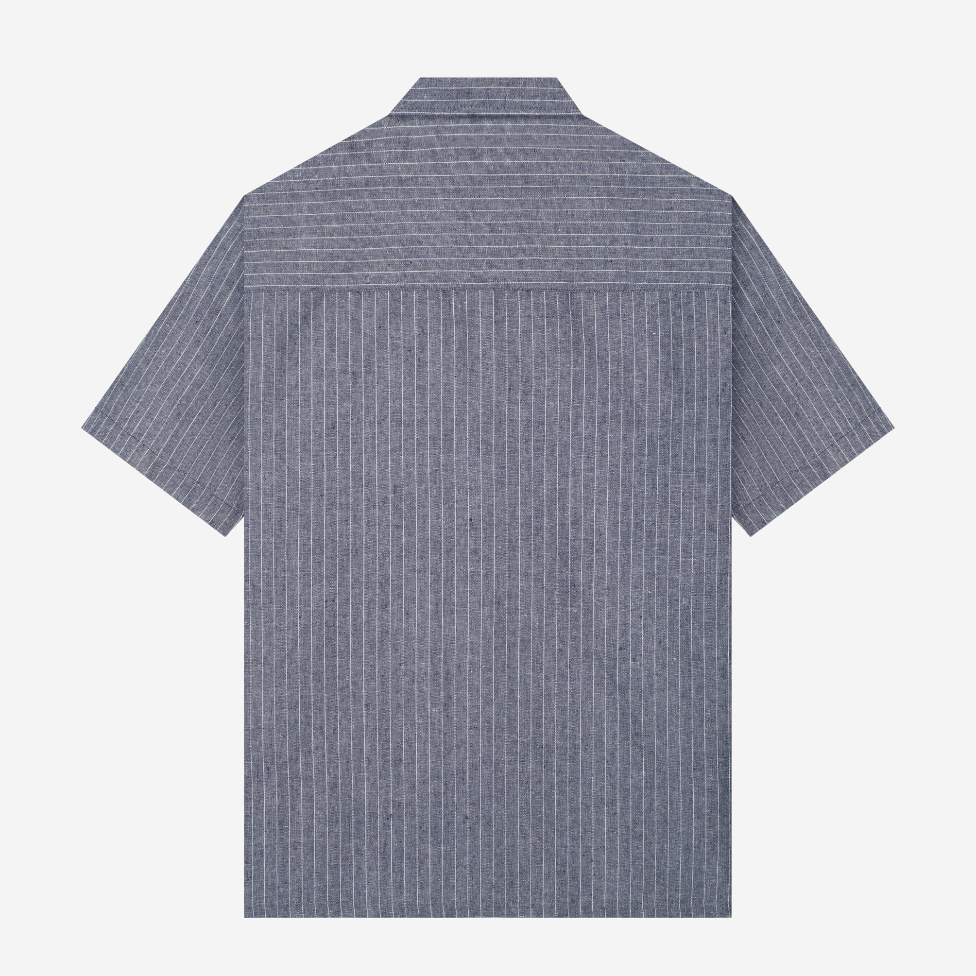 By The Hours Stripes Open Collar Short Sleeve Shirt Stripes Cloud Grey