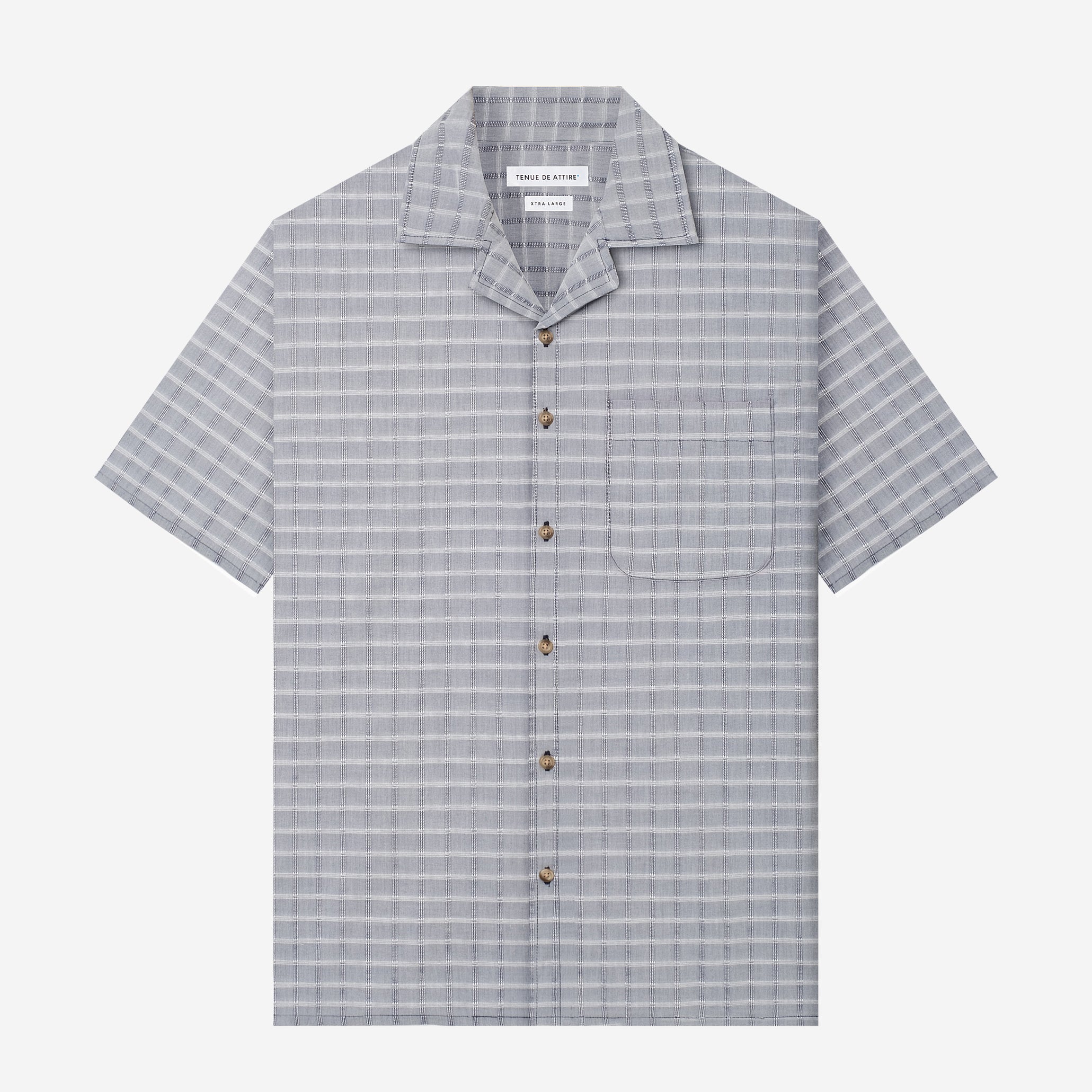 By The Hours Plaids Open Collar Short Sleeve Shirt Checkers White