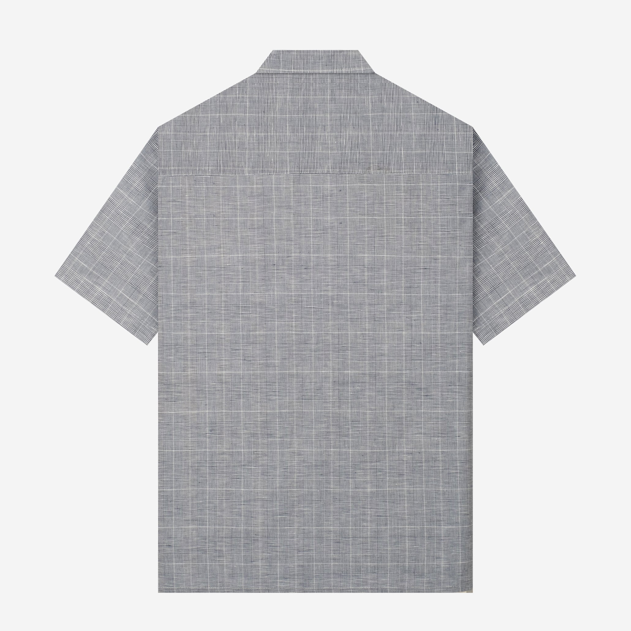 By The Hours Plaids Open Collar Short Sleeve Shirt Checkers Cloud Grey